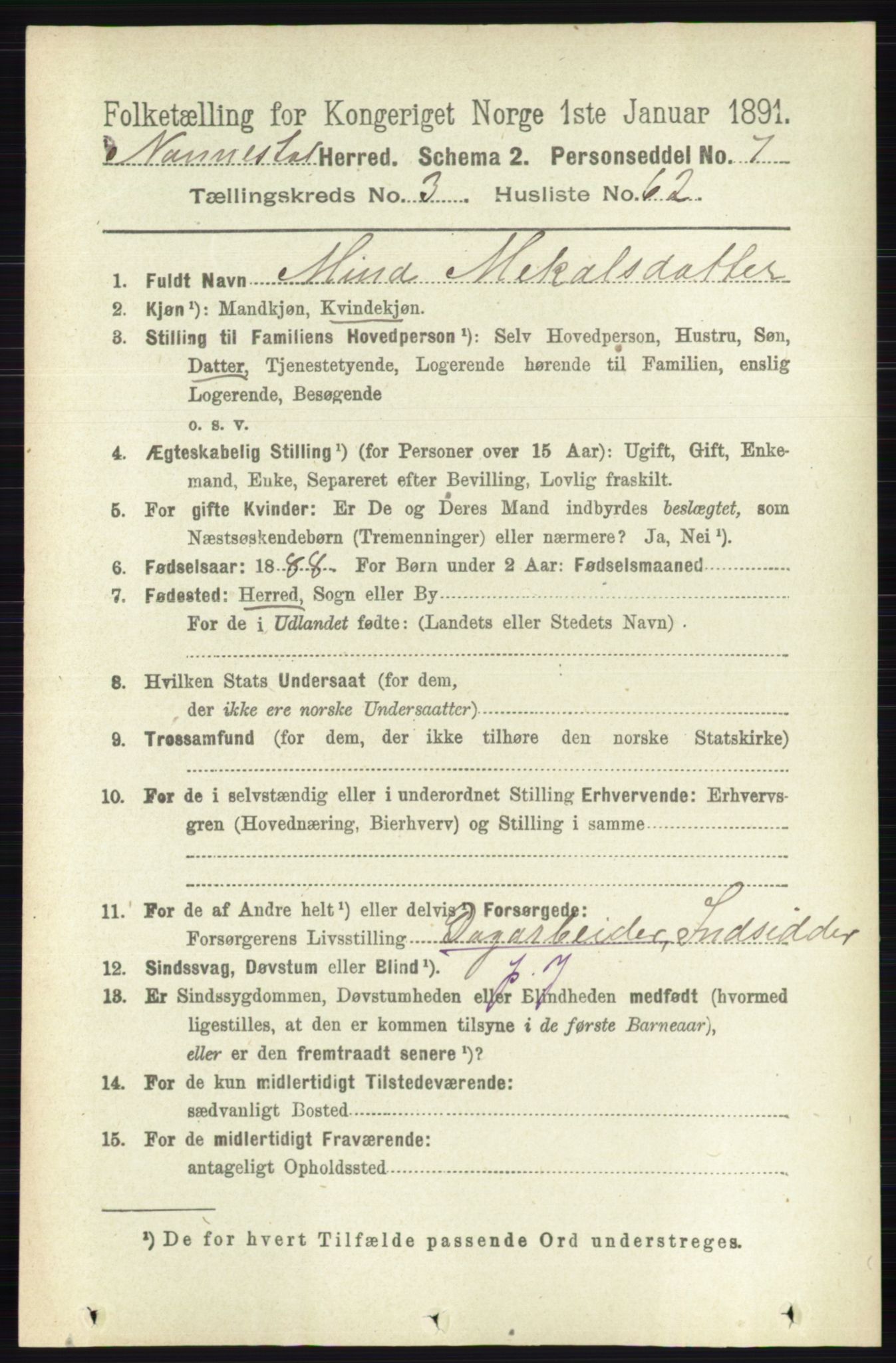 RA, 1891 census for 0238 Nannestad, 1891, p. 1828