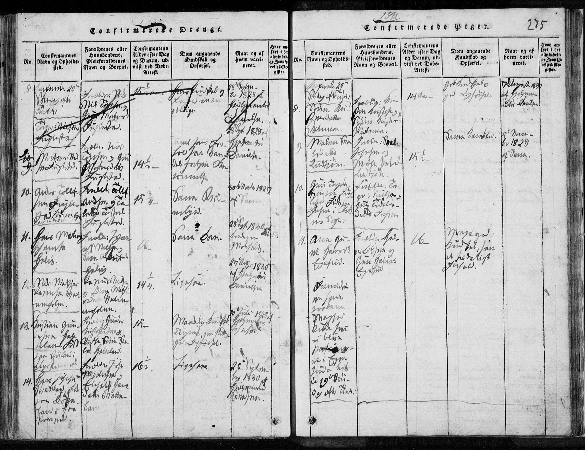 Eigersund sokneprestkontor, AV/SAST-A-101807/S08/L0008: Parish register (official) no. A 8, 1816-1847, p. 275