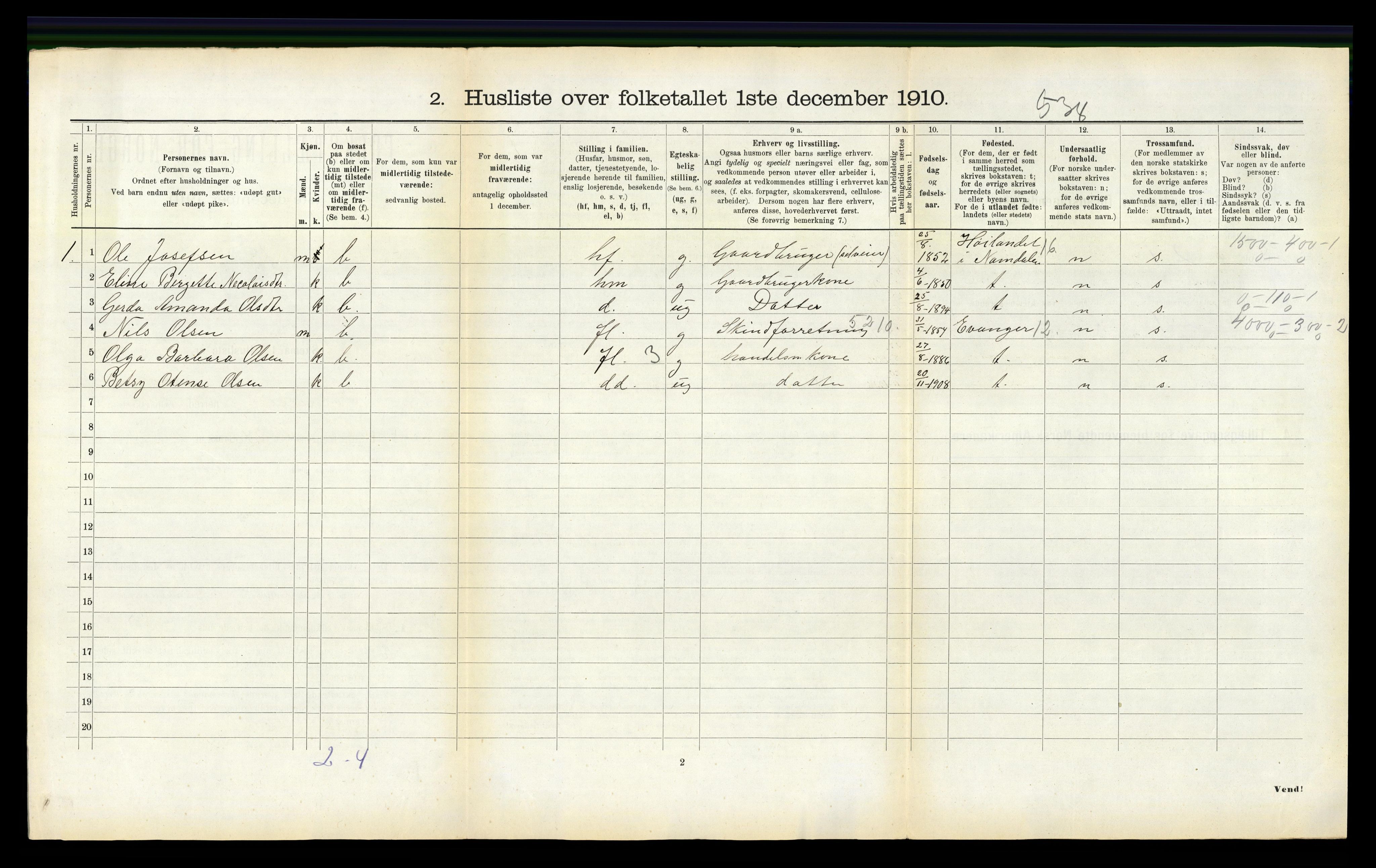 RA, 1910 census for Foldereid, 1910, p. 219