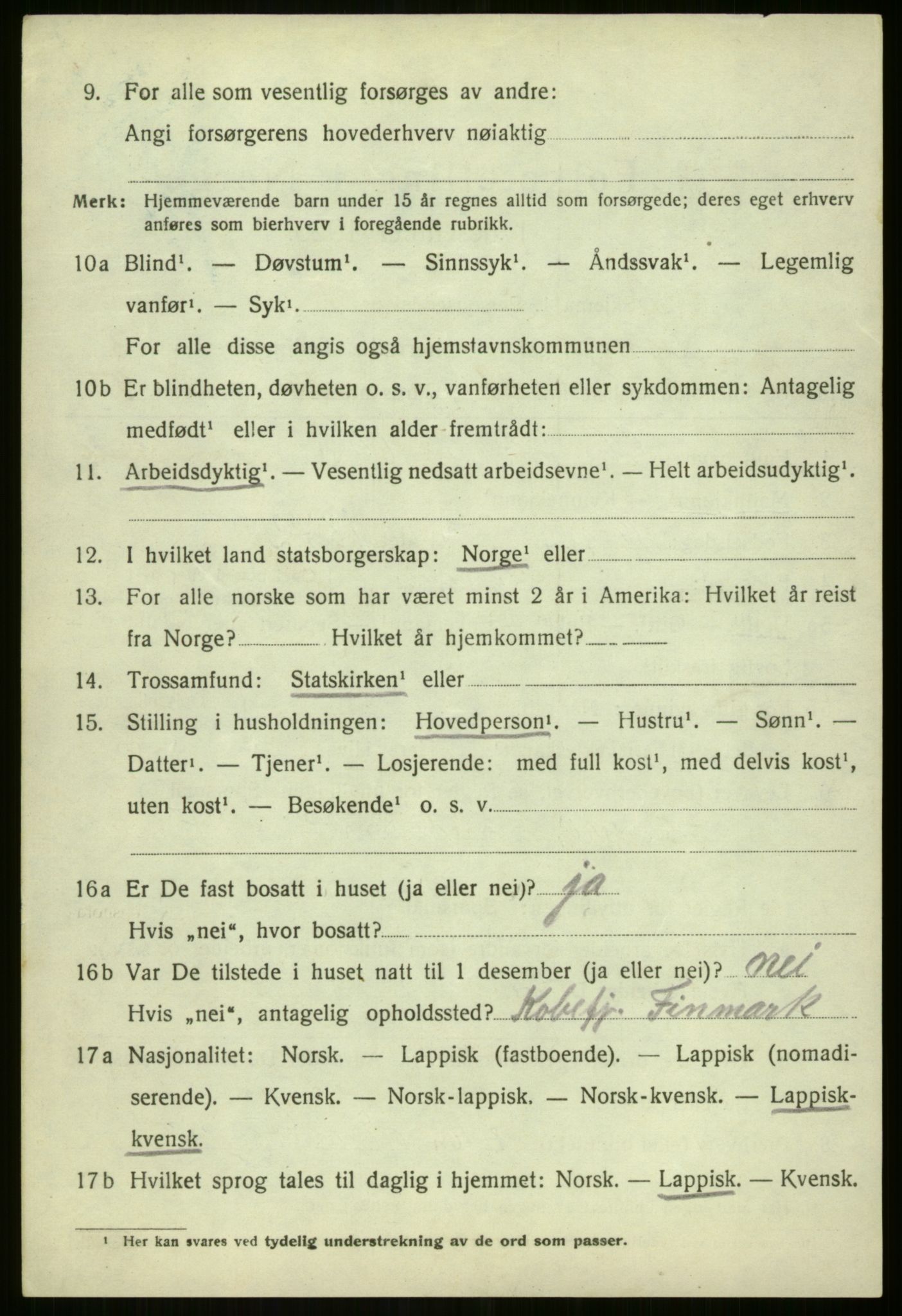 SATØ, 1920 census for Lyngen, 1920, p. 4000