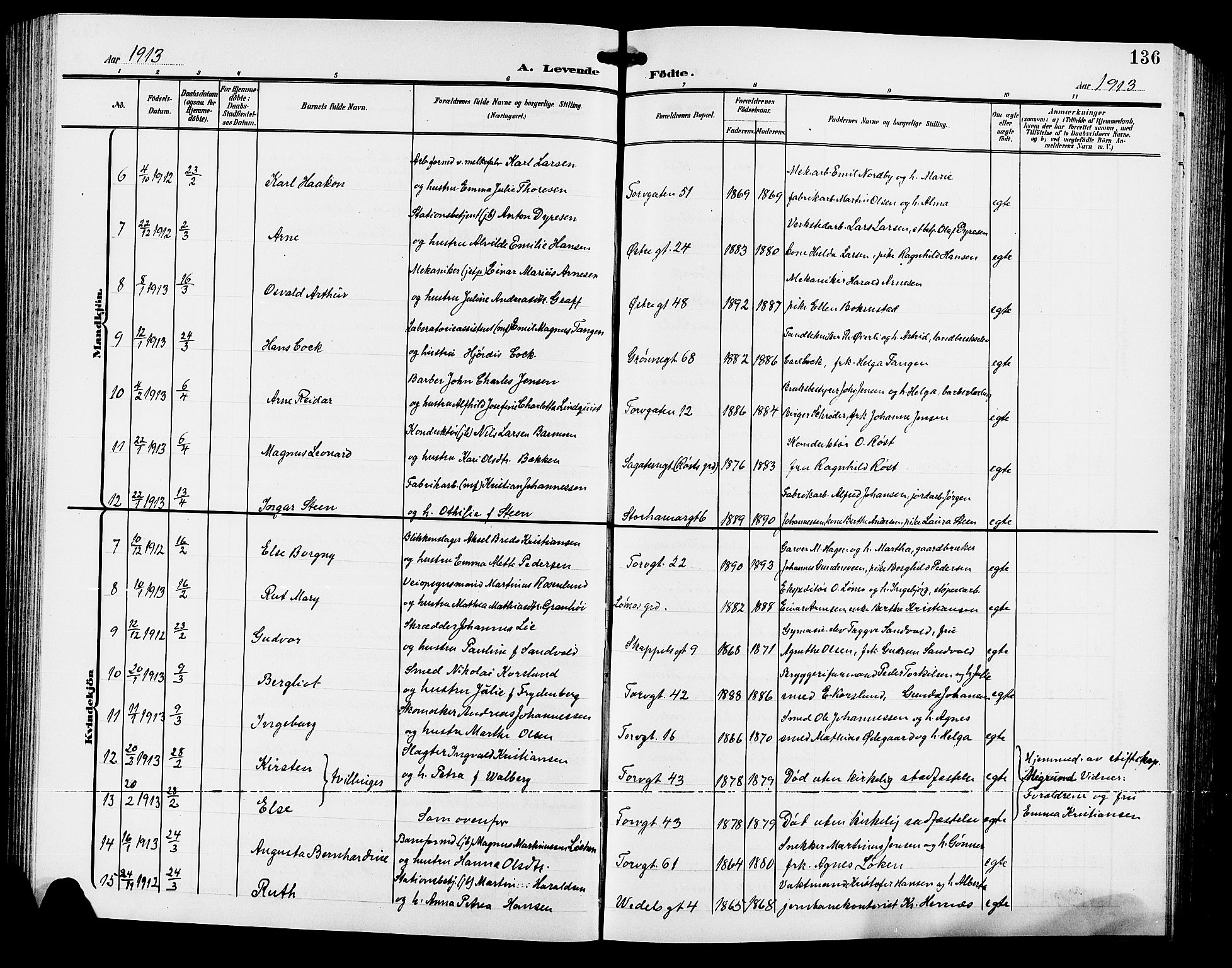 Hamar prestekontor, SAH/DOMPH-002/H/Ha/Hab/L0001: Parish register (copy) no. 1, 1899-1914, p. 136