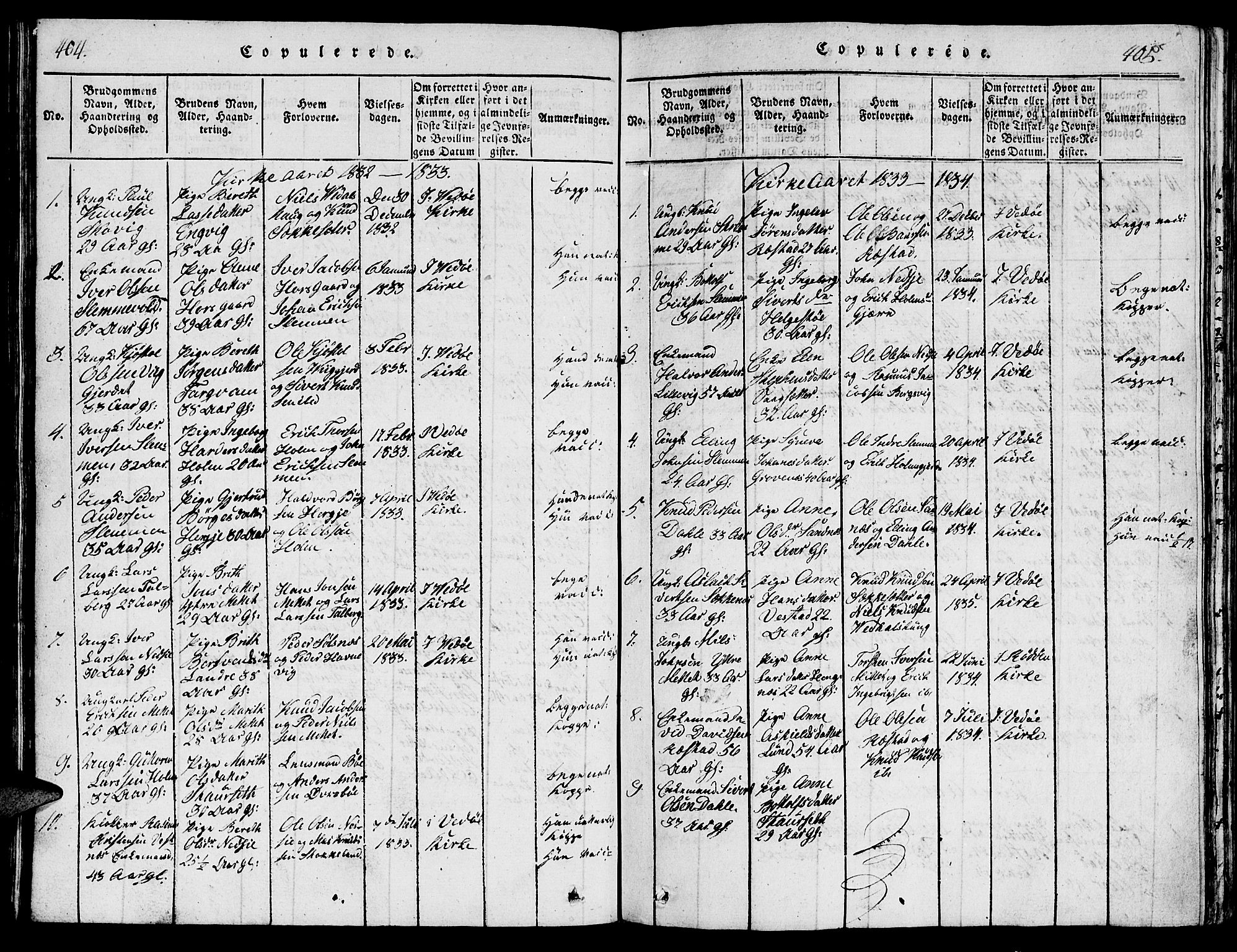 Ministerialprotokoller, klokkerbøker og fødselsregistre - Møre og Romsdal, AV/SAT-A-1454/547/L0610: Parish register (copy) no. 547C01, 1818-1839, p. 404-405