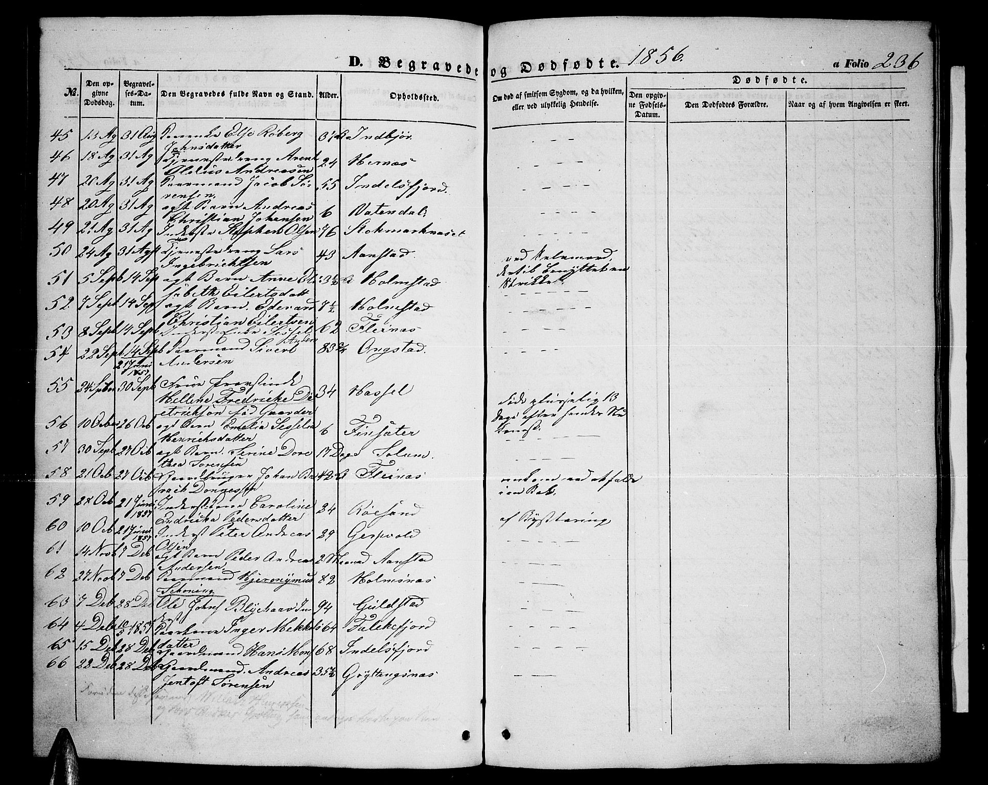 Ministerialprotokoller, klokkerbøker og fødselsregistre - Nordland, AV/SAT-A-1459/888/L1265: Parish register (copy) no. 888C03, 1850-1863, p. 236