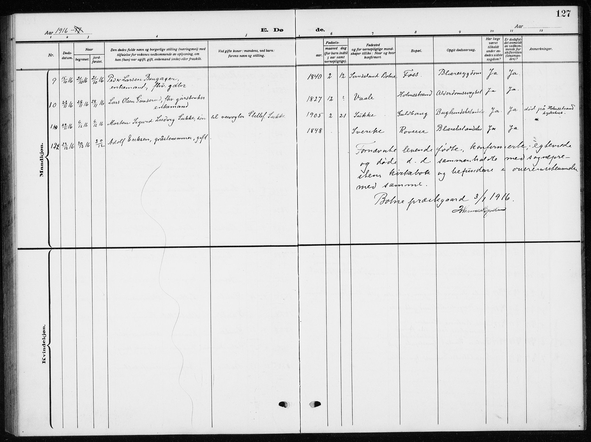 Botne kirkebøker, AV/SAKO-A-340/G/Ga/L0005: Parish register (copy) no. I 5, 1916-1934, p. 127