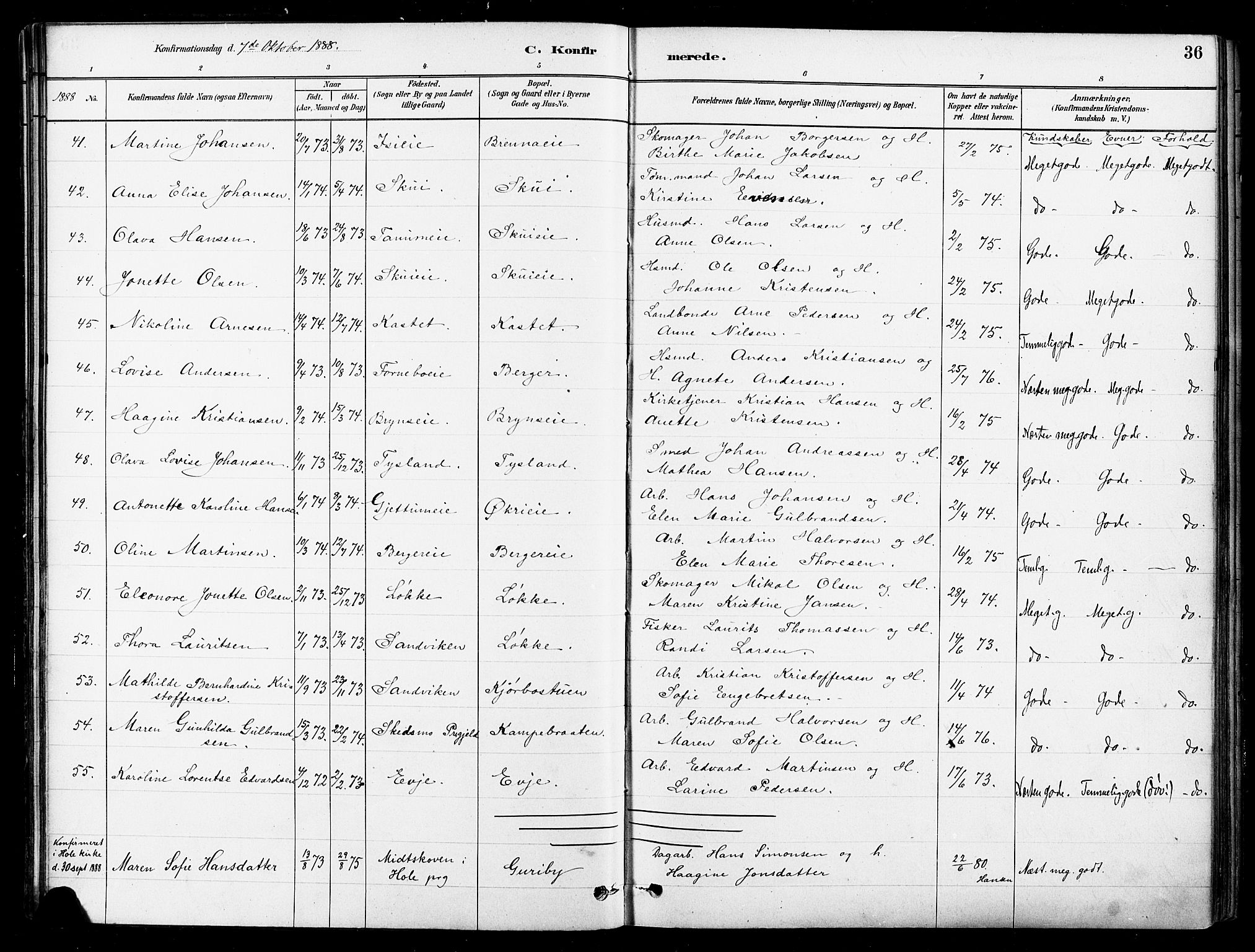 Asker prestekontor Kirkebøker, AV/SAO-A-10256a/F/Fb/L0002: Parish register (official) no. II 2, 1879-1921, p. 36