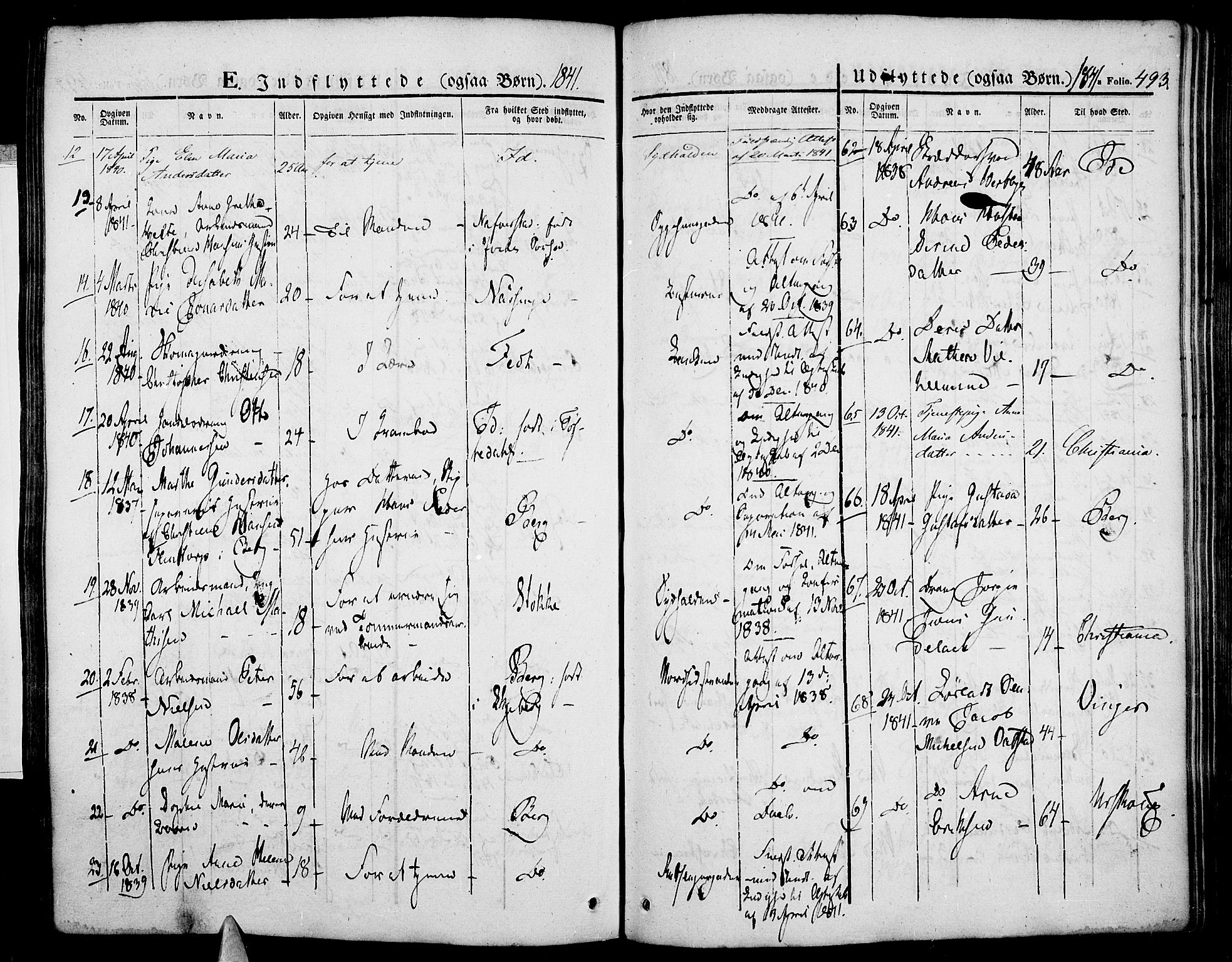 Halden prestekontor Kirkebøker, SAO/A-10909/F/Fa/L0005: Parish register (official) no. I 5, 1834-1845, p. 493
