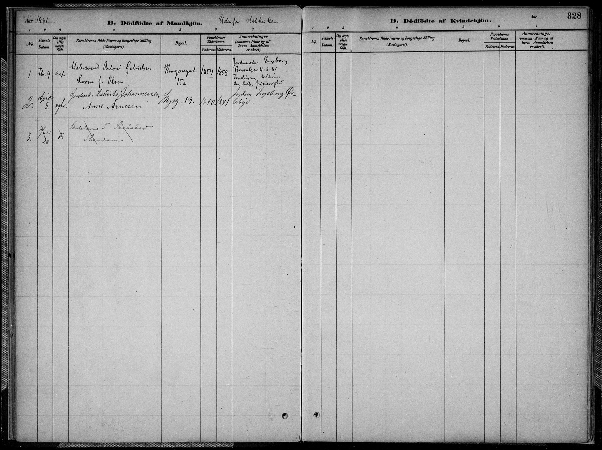 Kristiansand domprosti, AV/SAK-1112-0006/F/Fa/L0017: Parish register (official) no. A 16B, 1880-1890, p. 328