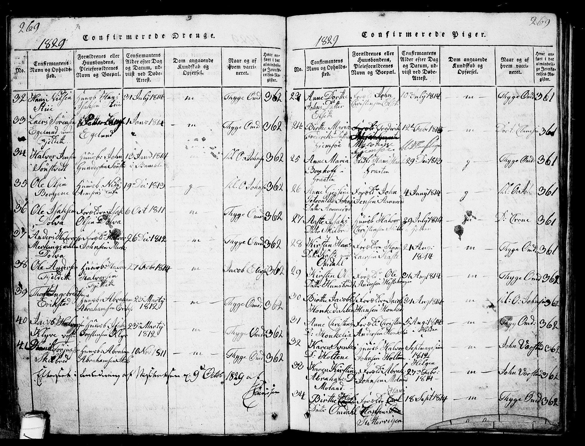 Solum kirkebøker, AV/SAKO-A-306/G/Ga/L0001: Parish register (copy) no. I 1, 1814-1833, p. 269