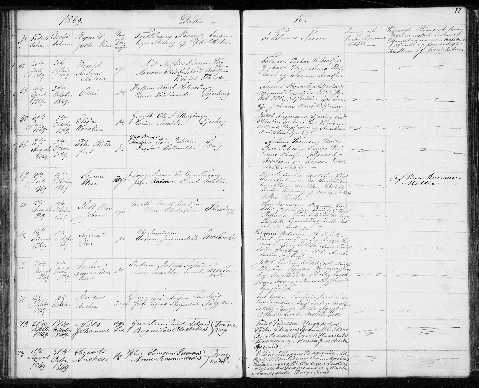 Ministerialprotokoller, klokkerbøker og fødselsregistre - Møre og Romsdal, AV/SAT-A-1454/507/L0079: Parish register (copy) no. 507C02, 1854-1877, p. 77