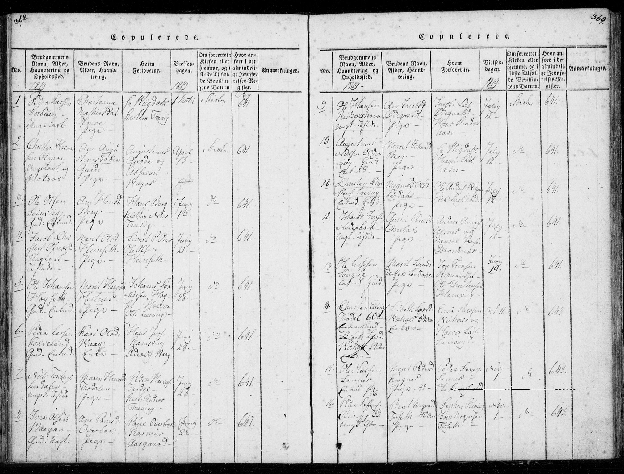 Ministerialprotokoller, klokkerbøker og fødselsregistre - Møre og Romsdal, AV/SAT-A-1454/578/L0903: Parish register (official) no. 578A02, 1819-1838, p. 368-369