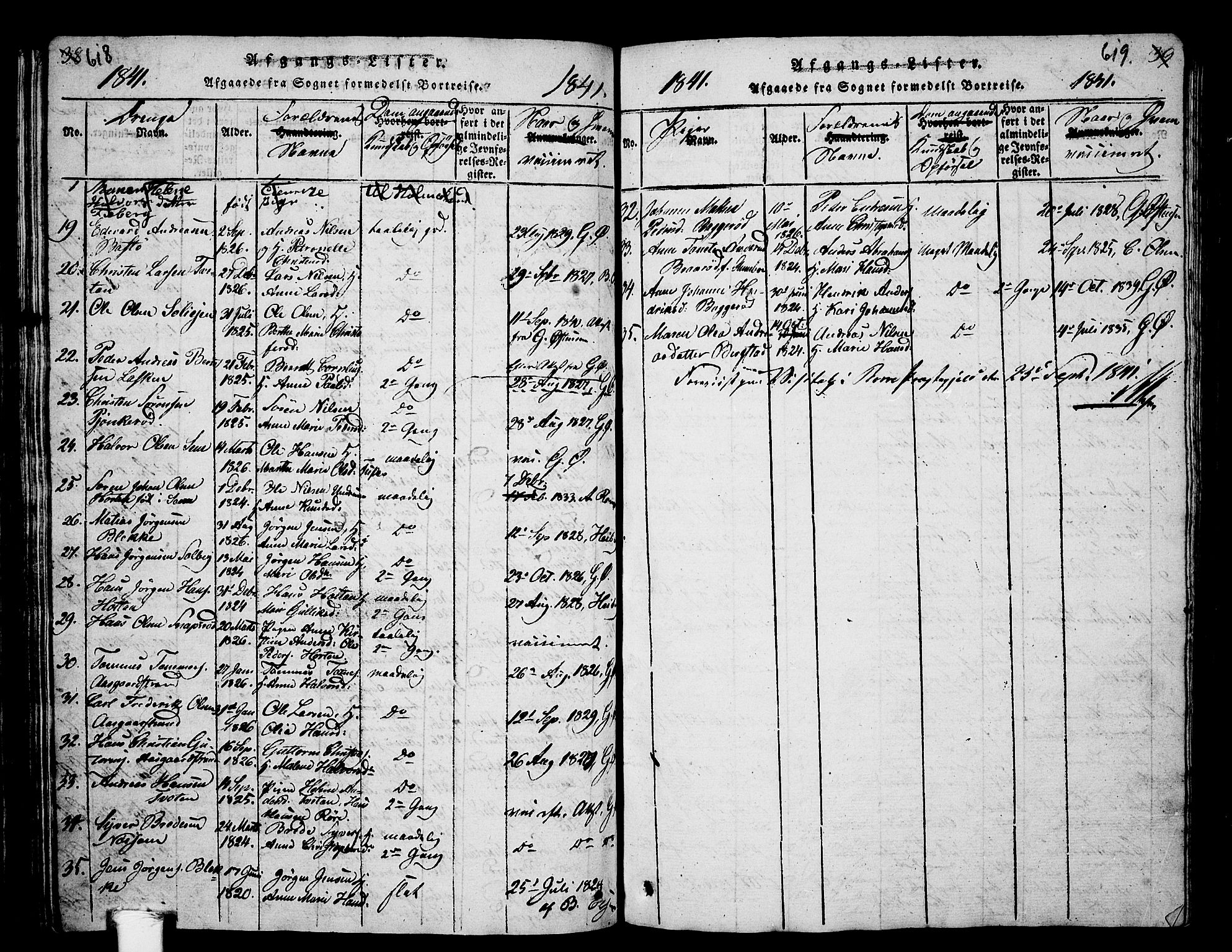 Borre kirkebøker, SAKO/A-338/G/Ga/L0001: Parish register (copy) no. I 1, 1815-1851, p. 618-619