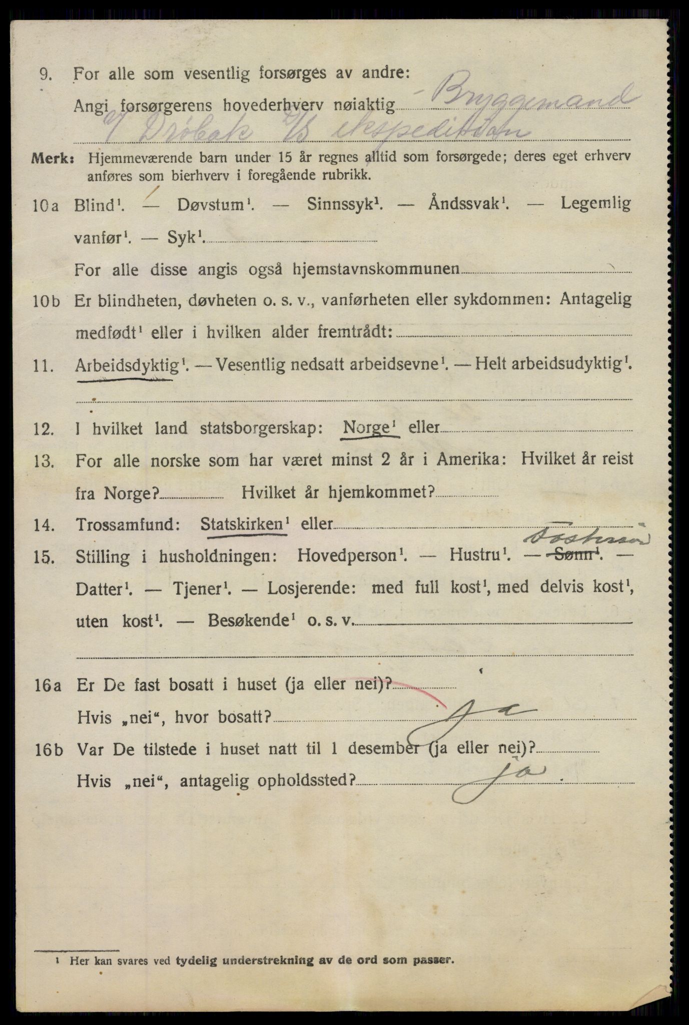 SAO, 1920 census for Drøbak, 1920, p. 6030