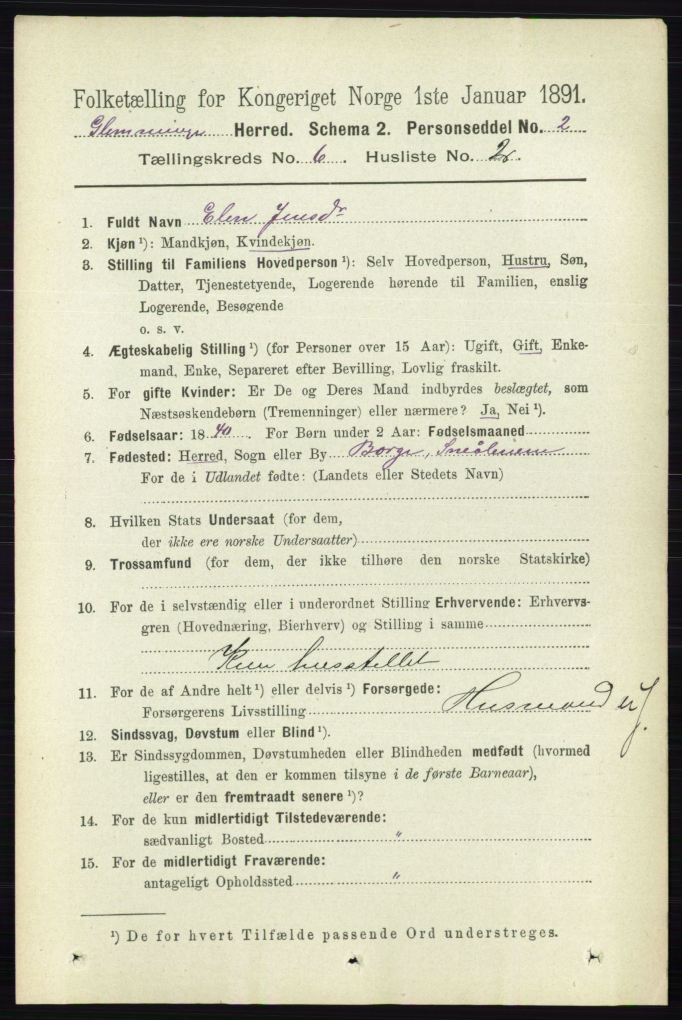 RA, 1891 census for 0132 Glemmen, 1891, p. 7512