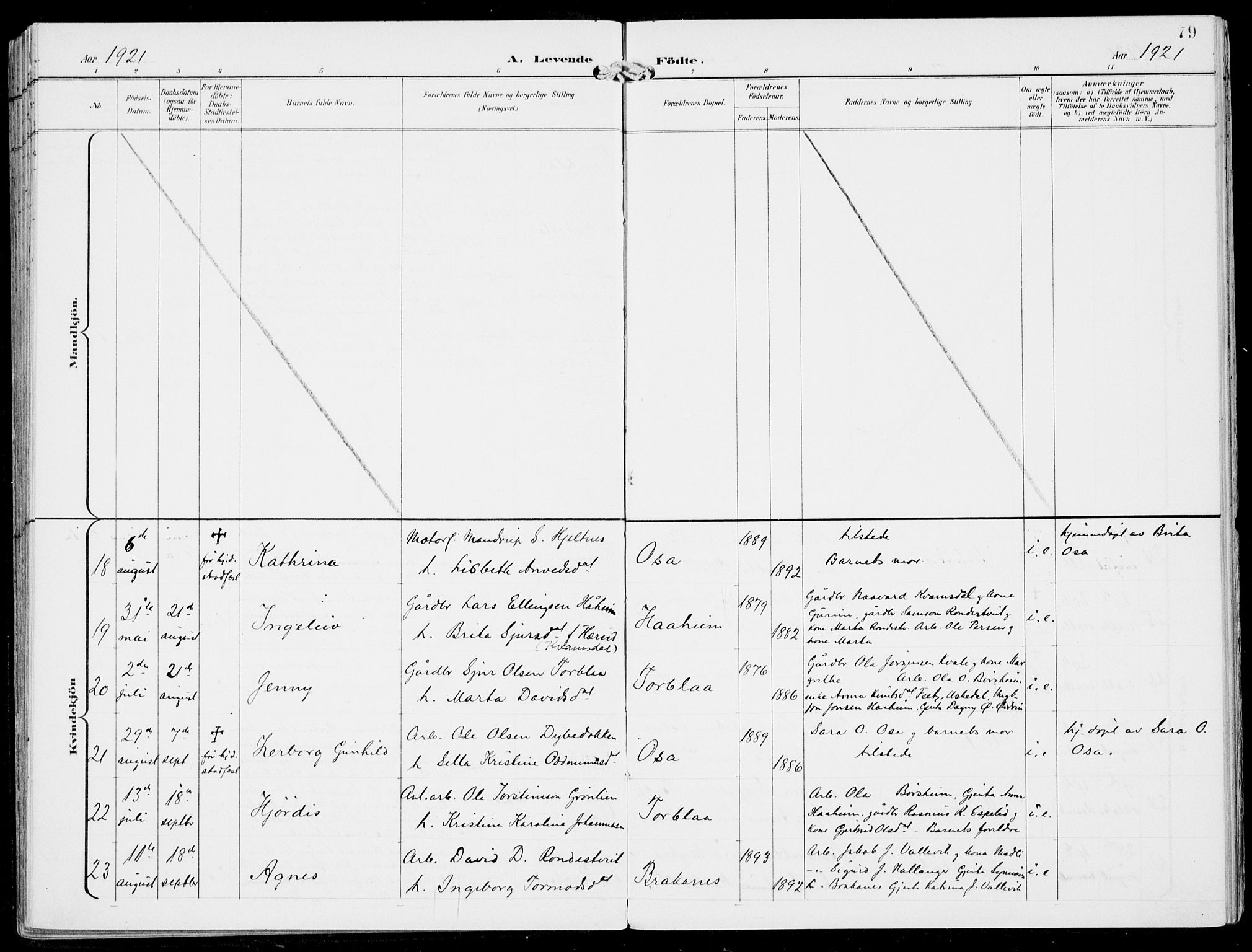 Ulvik sokneprestembete, AV/SAB-A-78801/H/Haa: Parish register (official) no. B  2, 1898-1924, p. 79