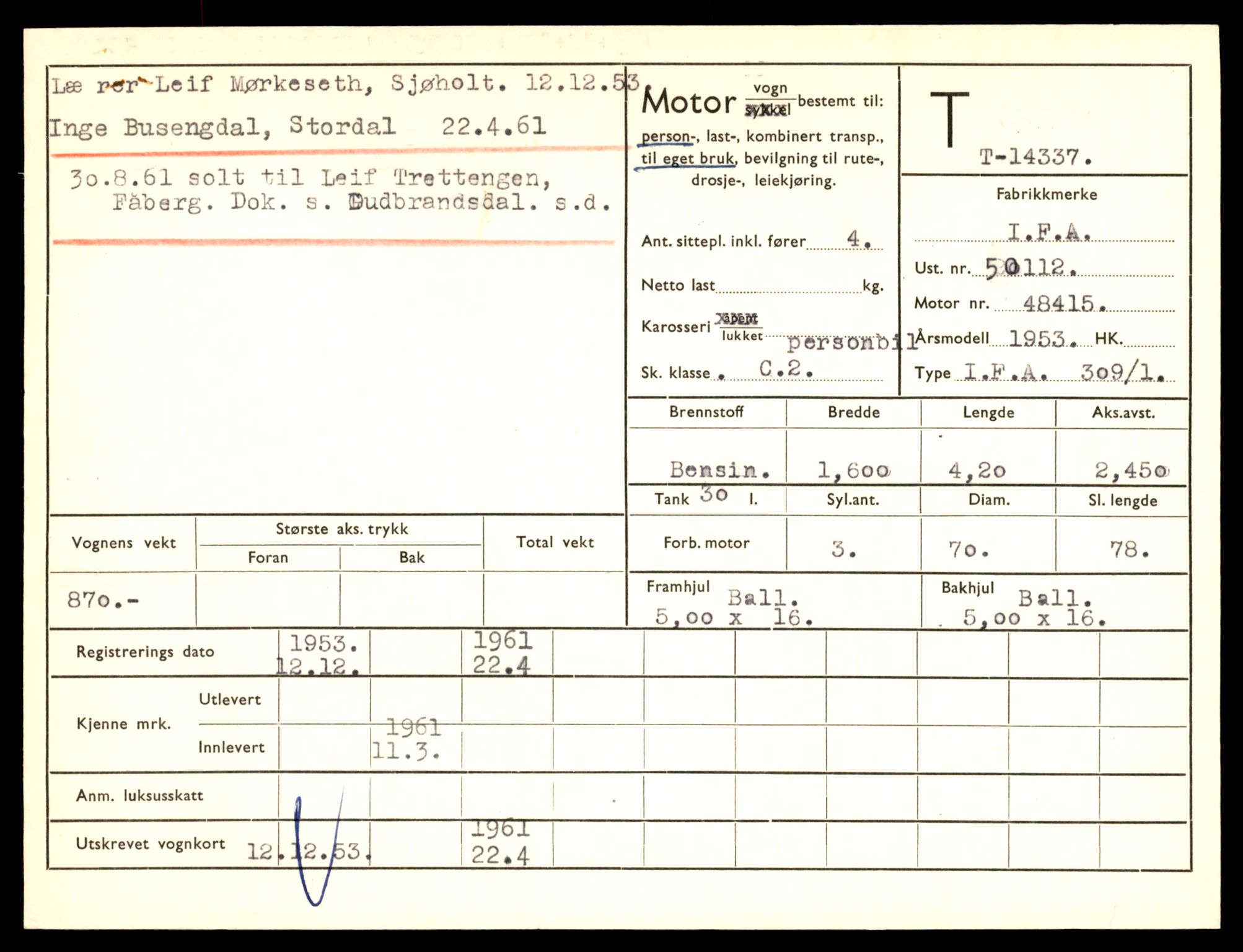 Møre og Romsdal vegkontor - Ålesund trafikkstasjon, AV/SAT-A-4099/F/Fe/L0045: Registreringskort for kjøretøy T 14320 - T 14444, 1927-1998, p. 475