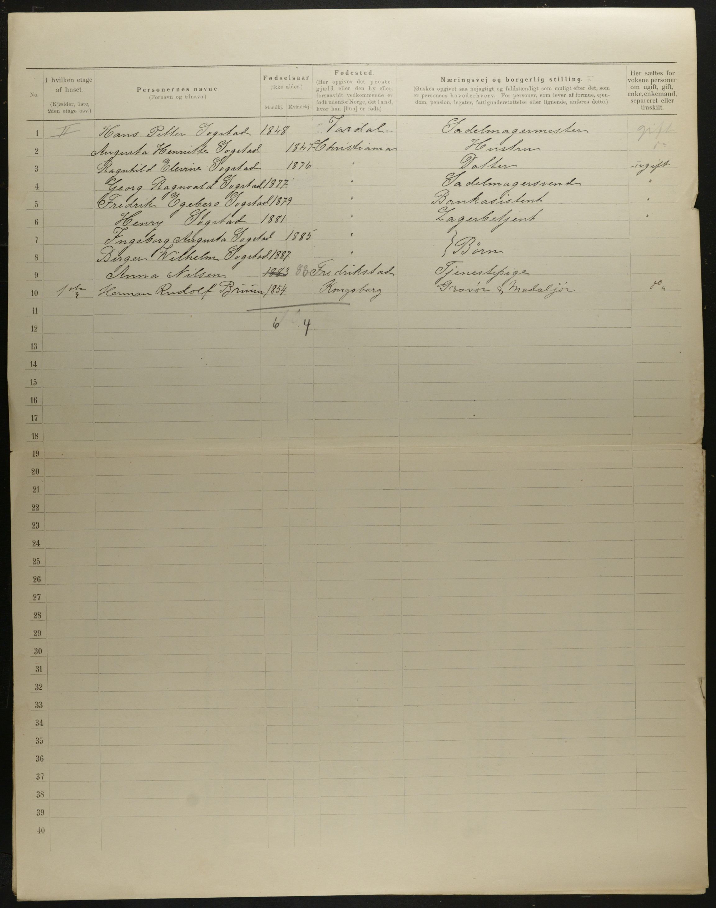 OBA, Municipal Census 1901 for Kristiania, 1901, p. 8144