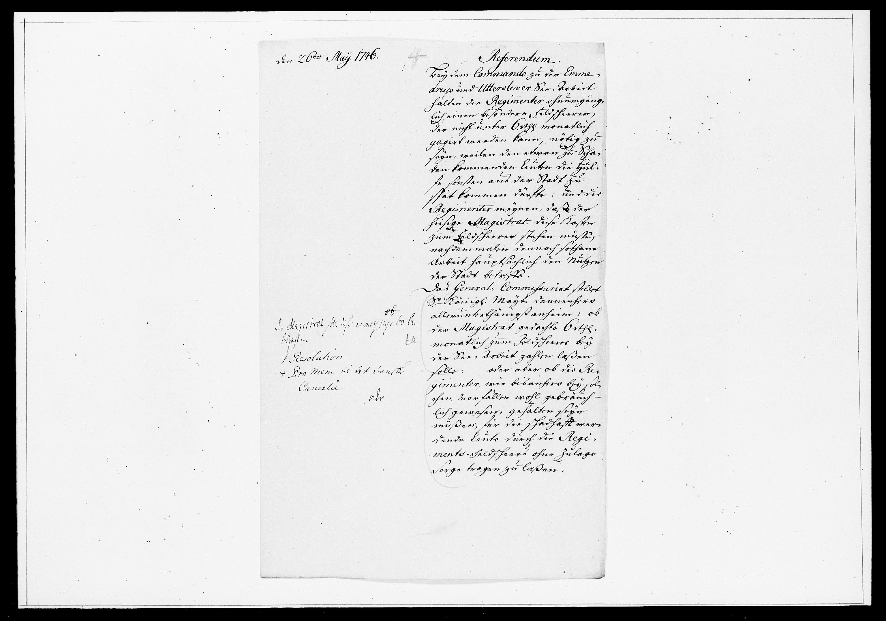 Krigskollegiet, Krigskancelliet, DRA/A-0006/-/1194-1198: Refererede sager, 1746, p. 124