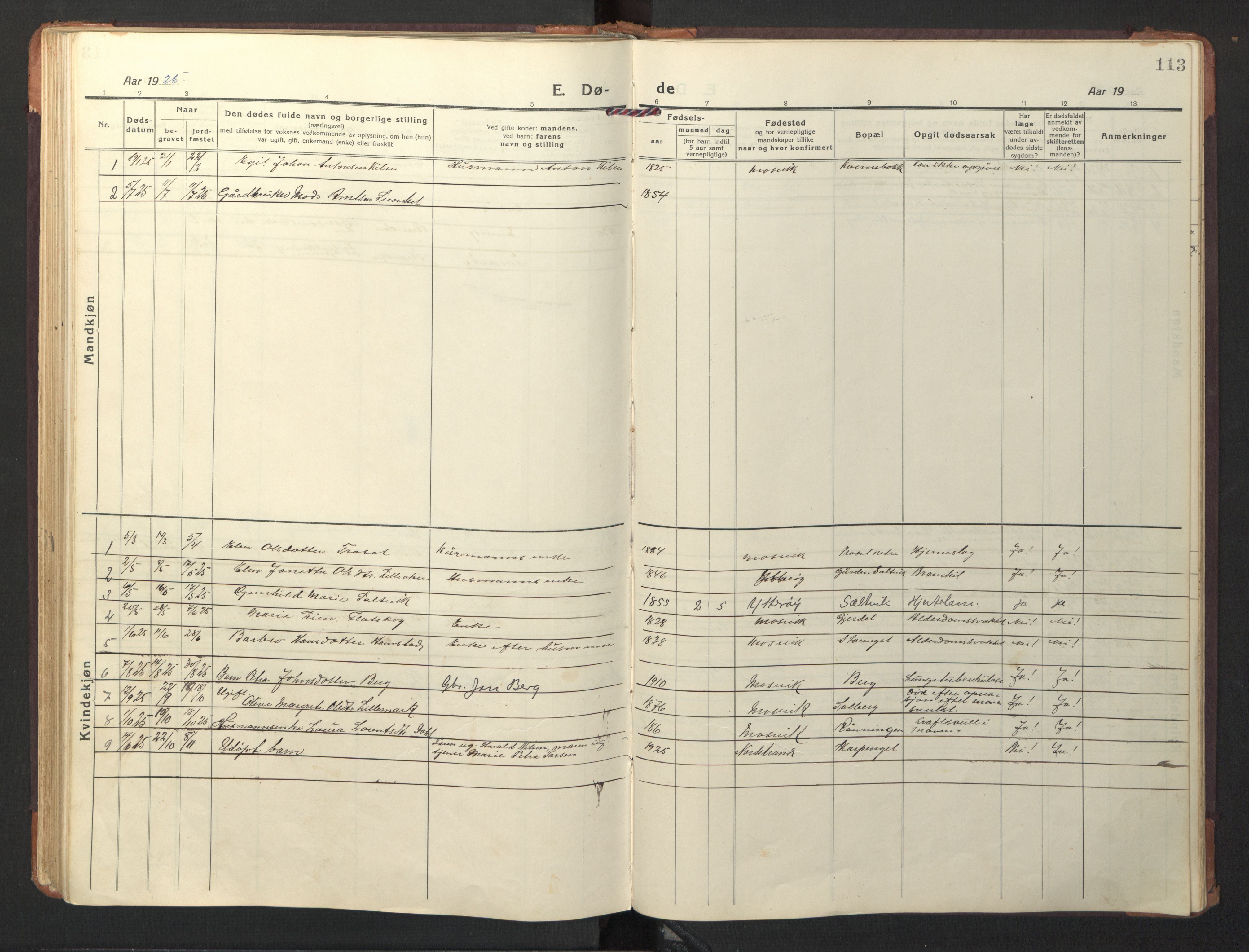 Ministerialprotokoller, klokkerbøker og fødselsregistre - Nord-Trøndelag, SAT/A-1458/733/L0328: Parish register (copy) no. 733C03, 1919-1966, p. 113