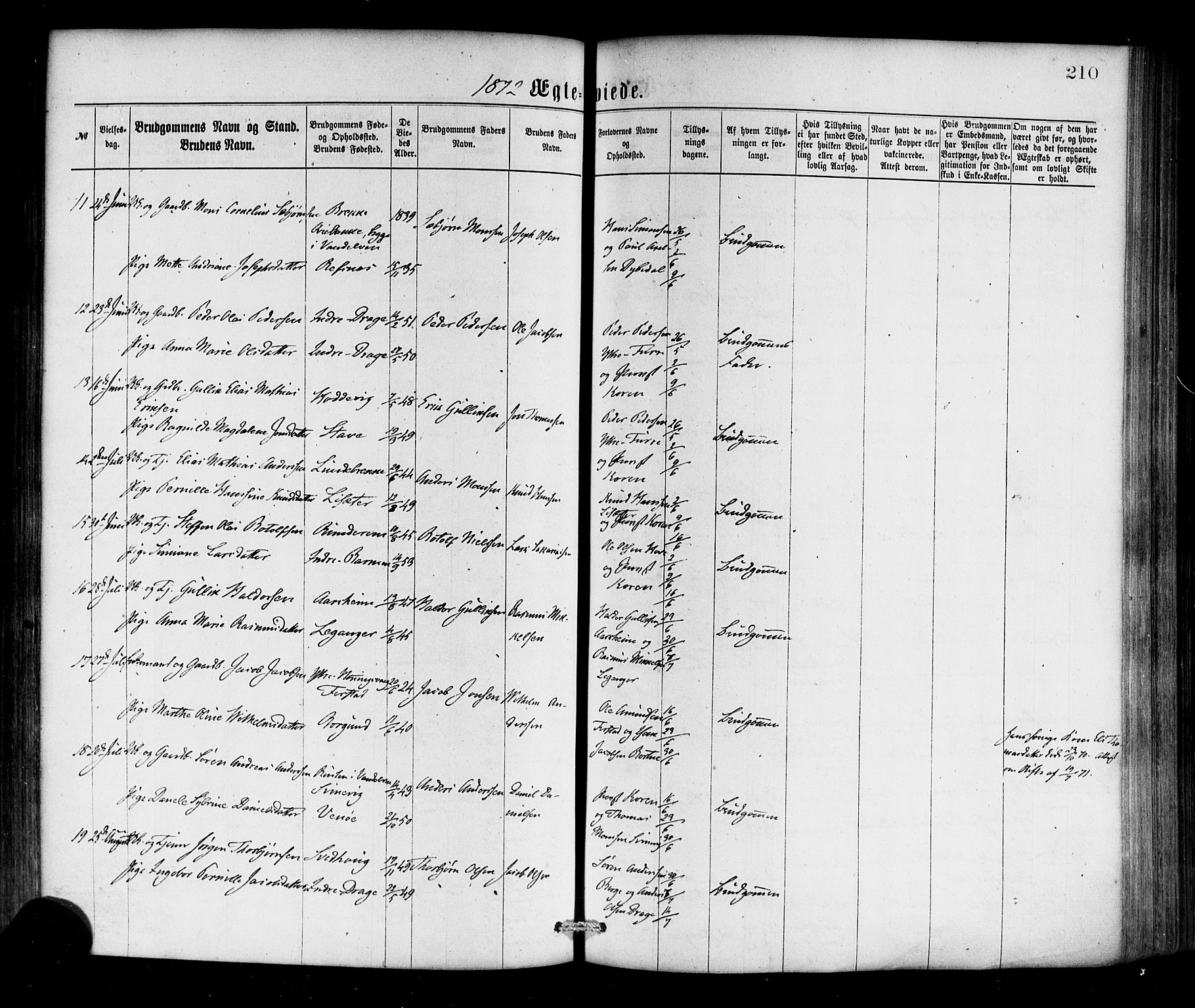 Selje sokneprestembete, SAB/A-99938/H/Ha/Haa/Haaa: Parish register (official) no. A 12, 1870-1880, p. 210