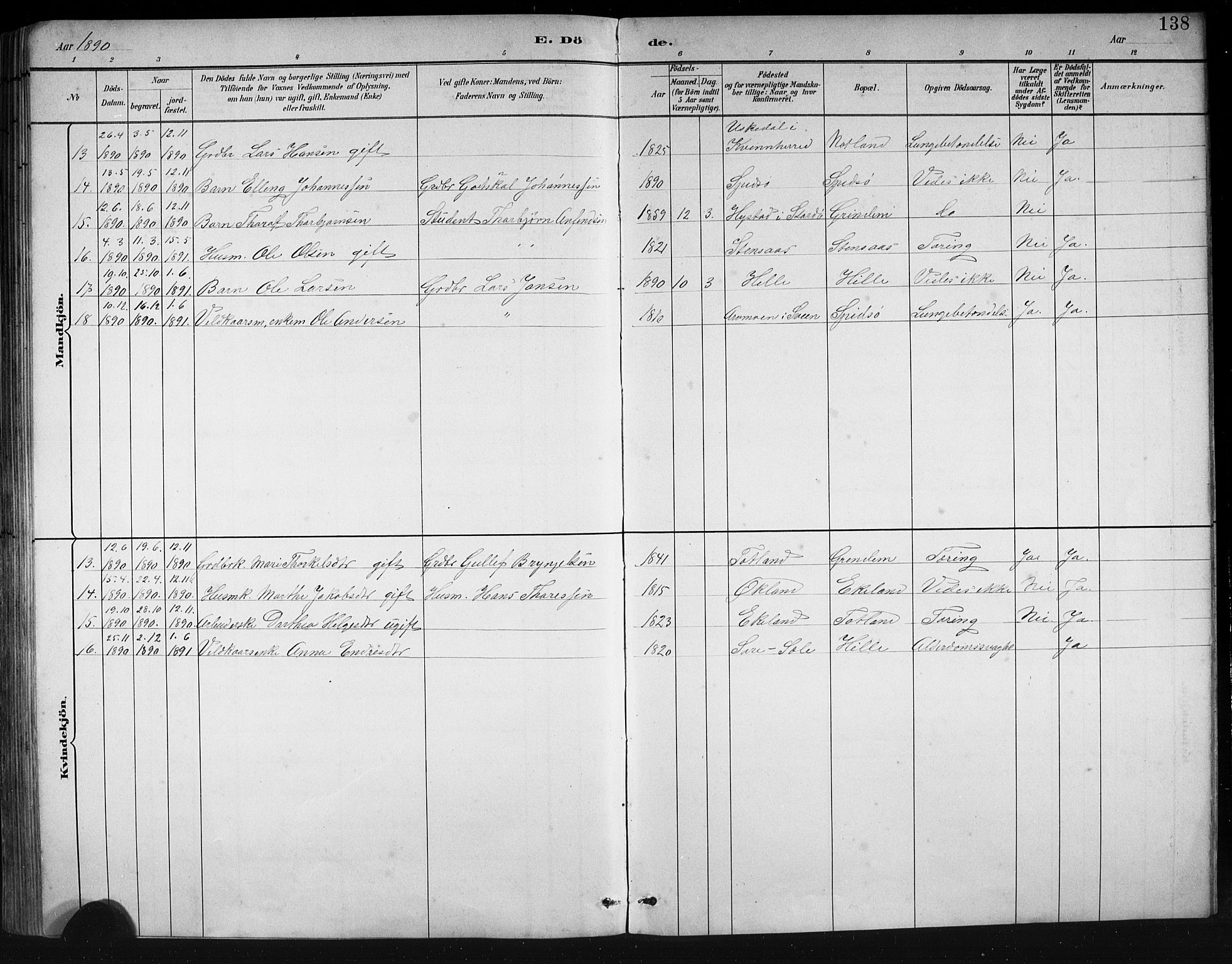 Finnås sokneprestembete, AV/SAB-A-99925/H/Ha/Hab/Haba/L0003: Parish register (copy) no. A 3, 1883-1900, p. 138