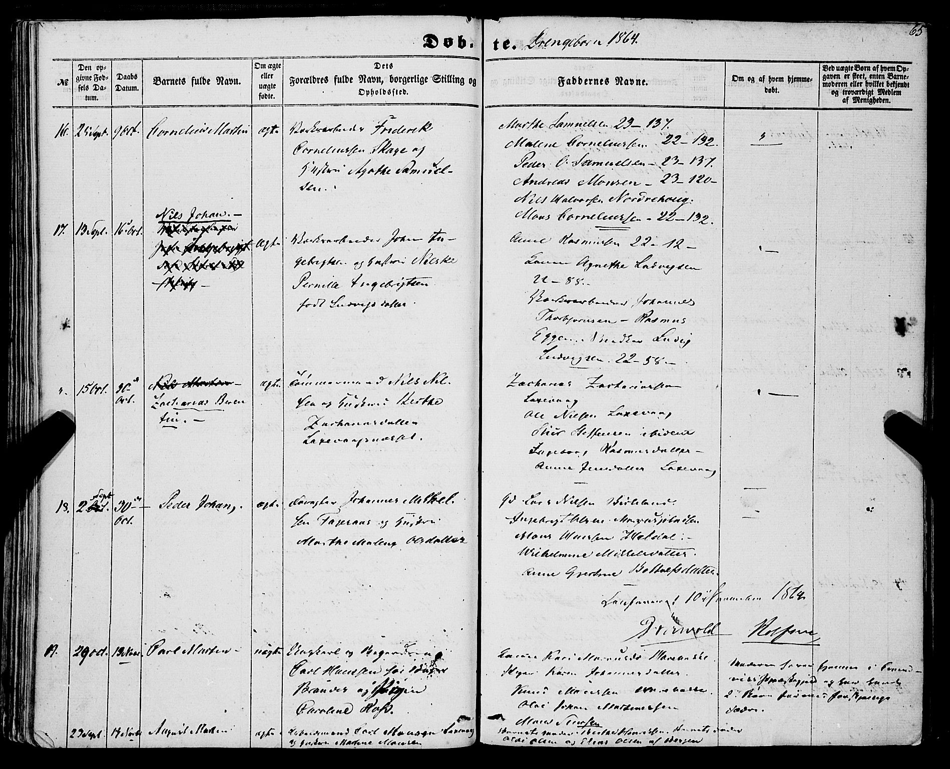 St. Jørgens hospital og Årstad sokneprestembete, AV/SAB-A-99934: Parish register (official) no. A 5, 1857-1869, p. 65