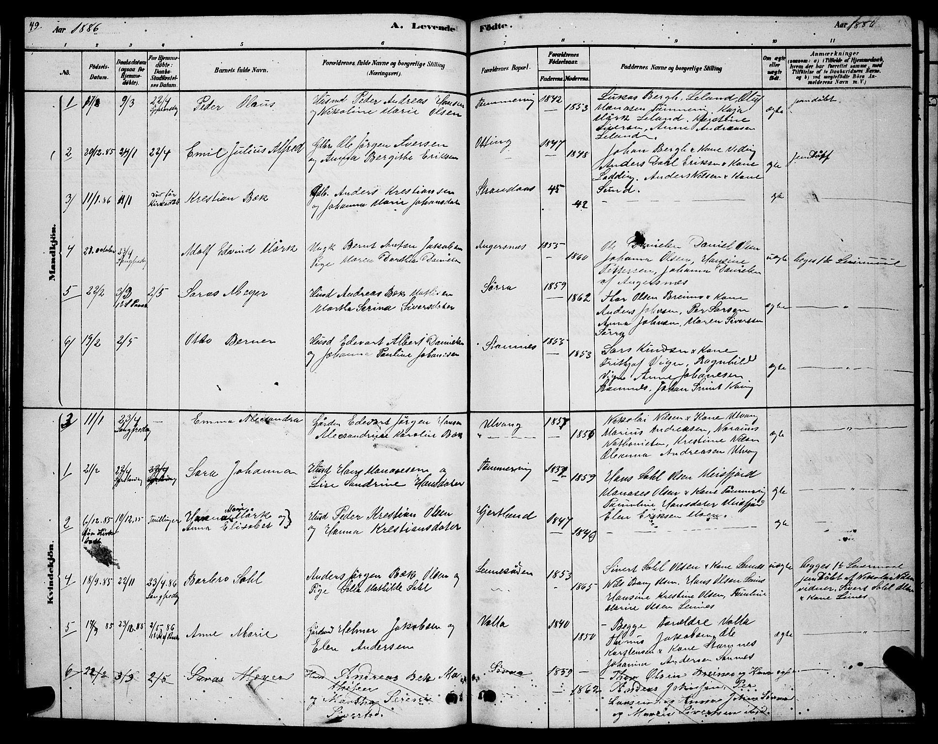 Ministerialprotokoller, klokkerbøker og fødselsregistre - Nordland, AV/SAT-A-1459/831/L0477: Parish register (copy) no. 831C04, 1878-1897, p. 49