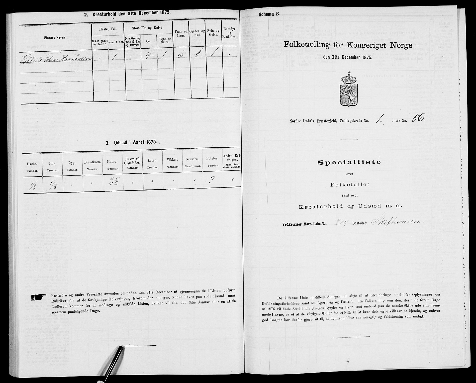 SAK, 1875 census for 1028P Nord-Audnedal, 1875, p. 156