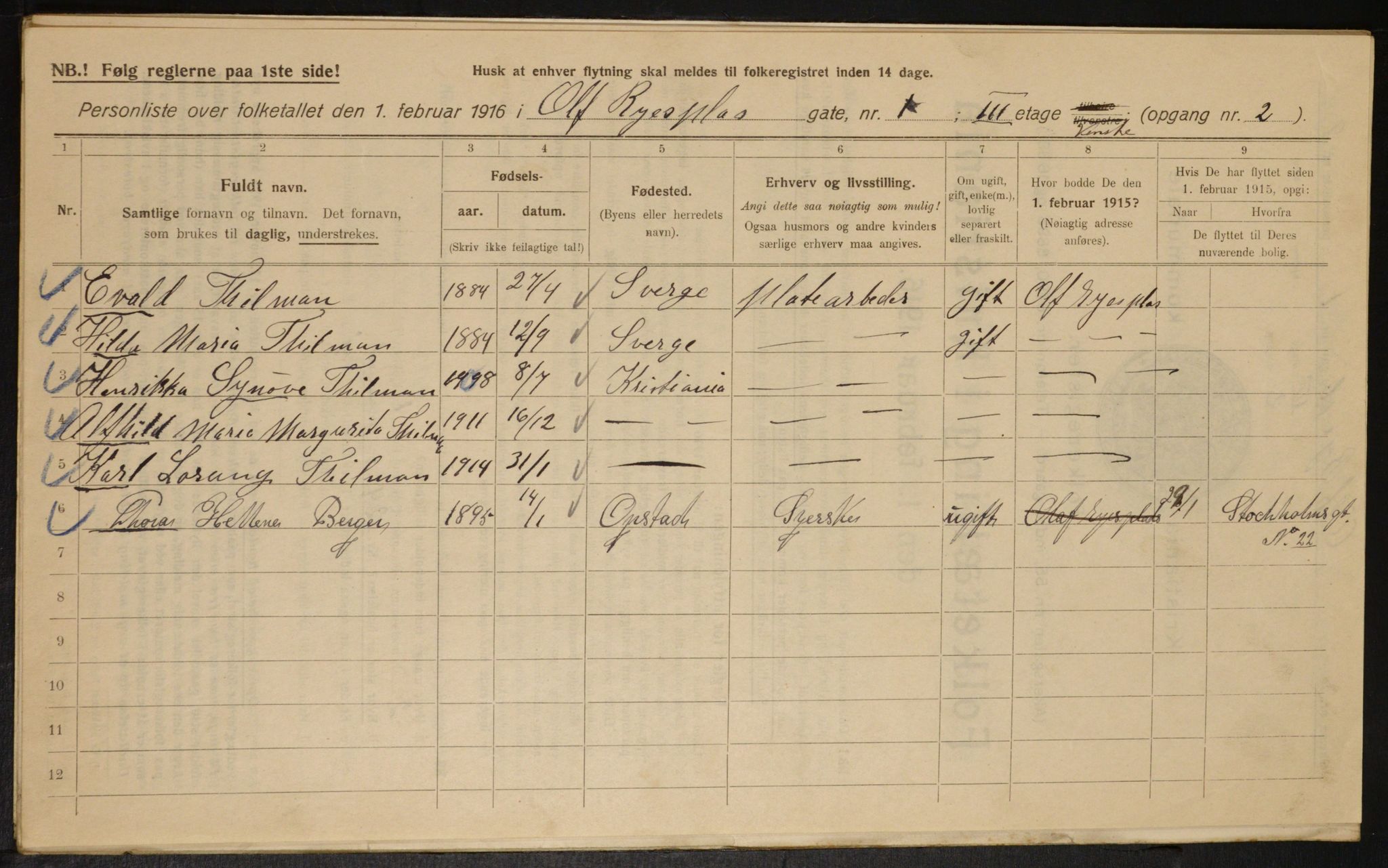 OBA, Municipal Census 1916 for Kristiania, 1916, p. 76857