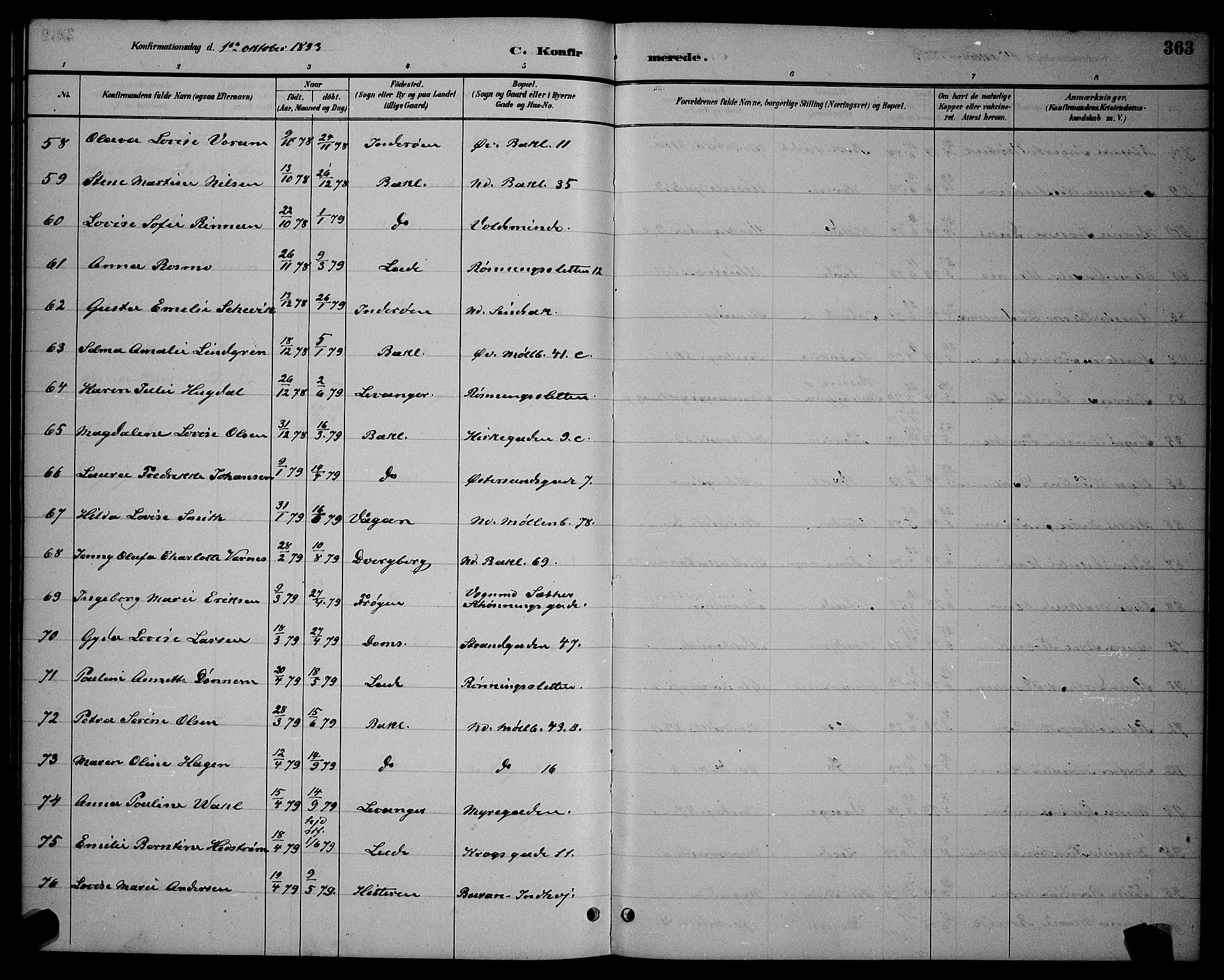 Ministerialprotokoller, klokkerbøker og fødselsregistre - Sør-Trøndelag, AV/SAT-A-1456/604/L0222: Parish register (copy) no. 604C05, 1886-1895, p. 363