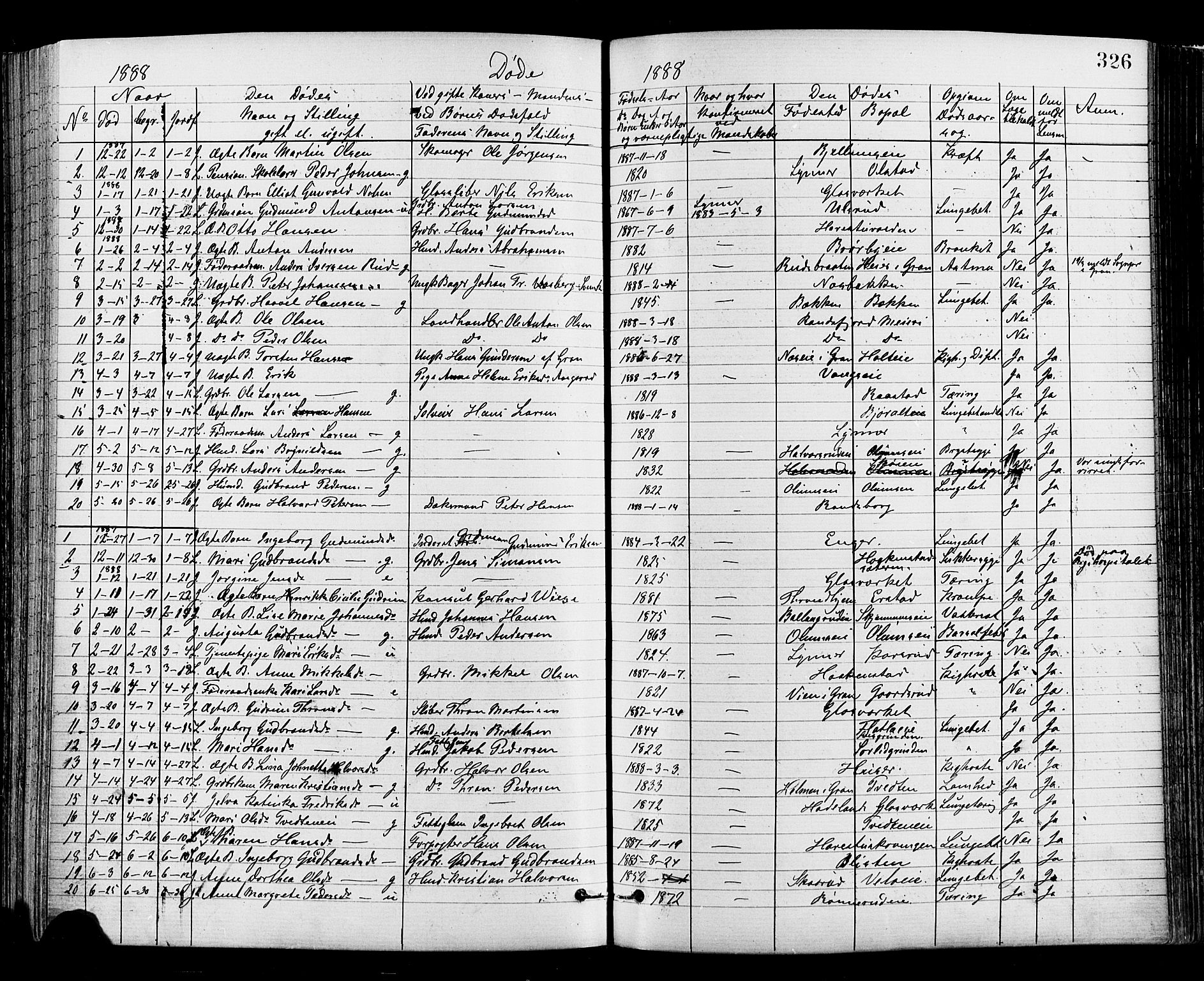 Jevnaker prestekontor, AV/SAH-PREST-116/H/Ha/Haa/L0008: Parish register (official) no. 8, 1877-1890, p. 326