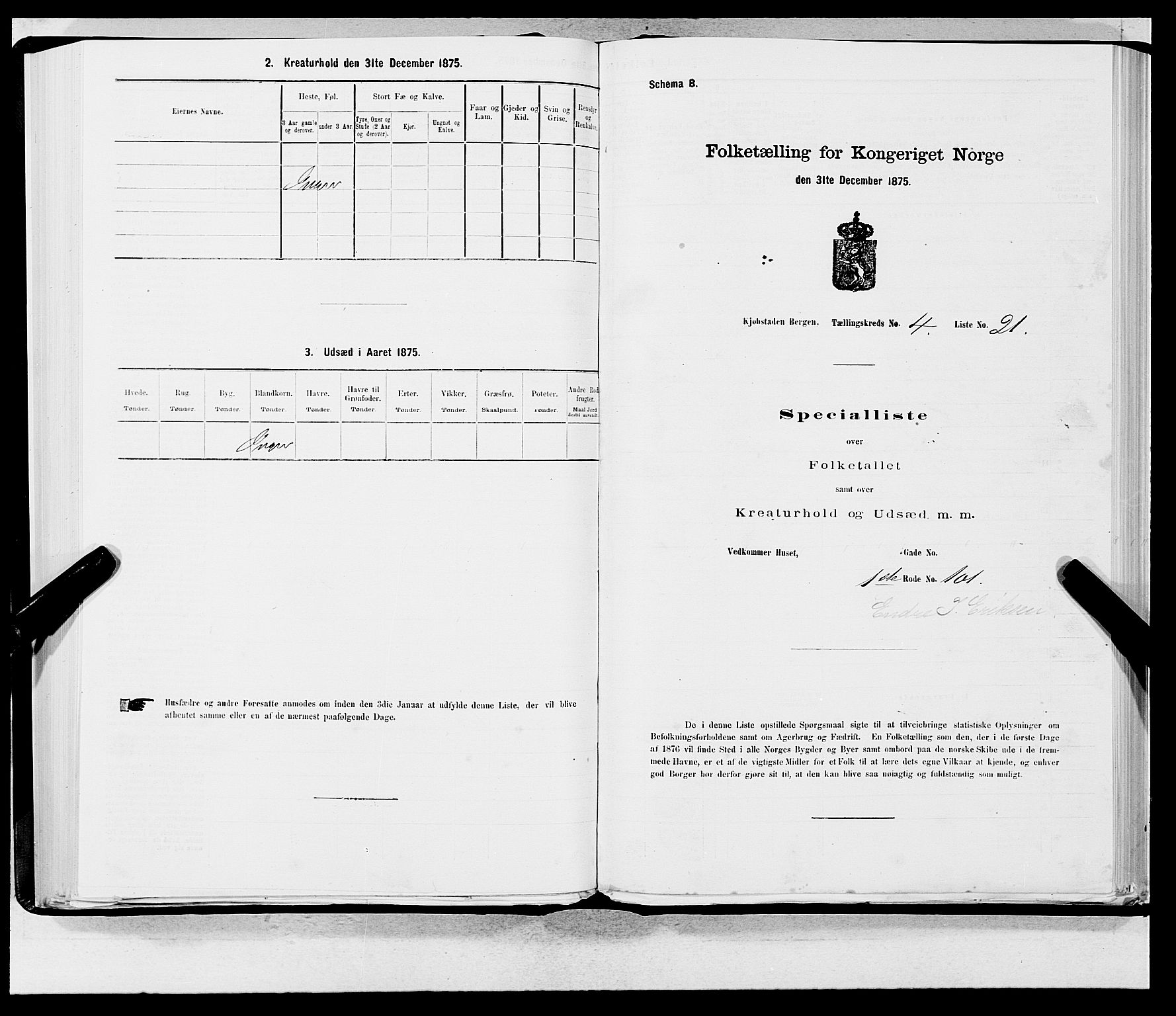 SAB, 1875 census for 1301 Bergen, 1875, p. 199