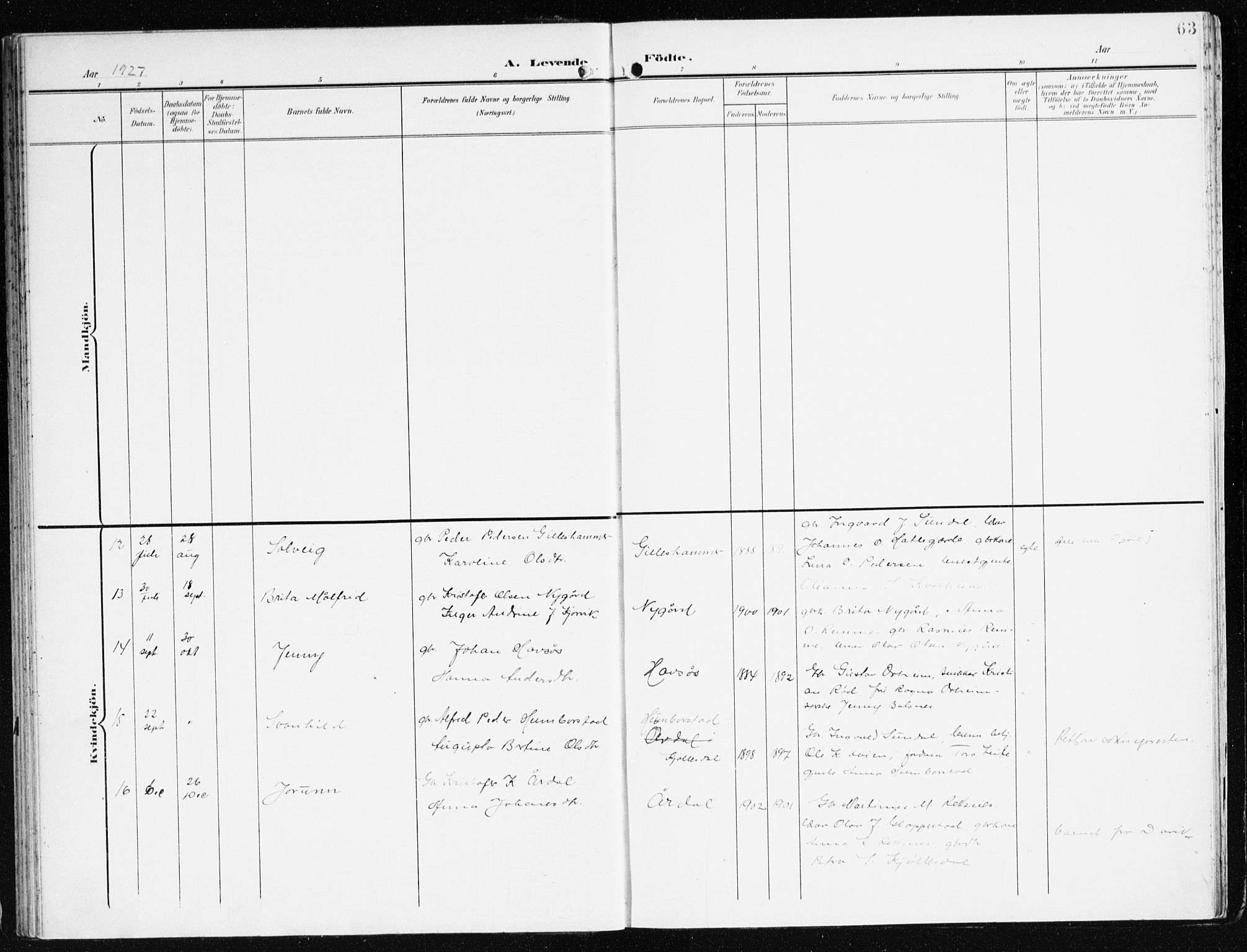 Eid sokneprestembete, AV/SAB-A-82301/H/Haa/Haac/L0002: Parish register (official) no. C 2, 1899-1927, p. 63