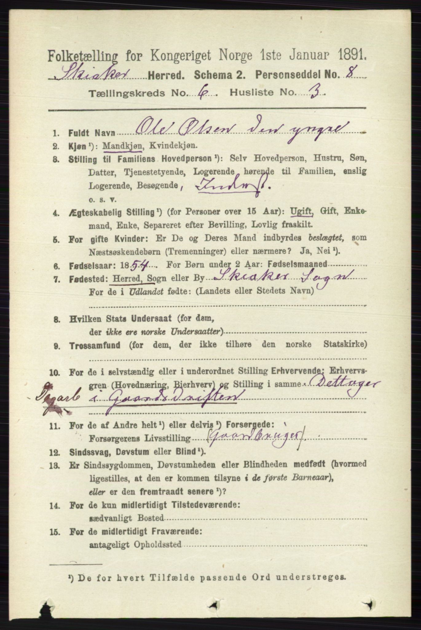 RA, 1891 census for 0513 Skjåk, 1891, p. 2033