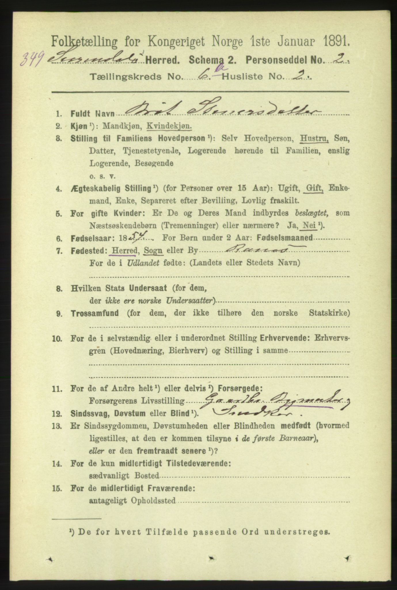 RA, 1891 census for 1566 Surnadal, 1891, p. 1677