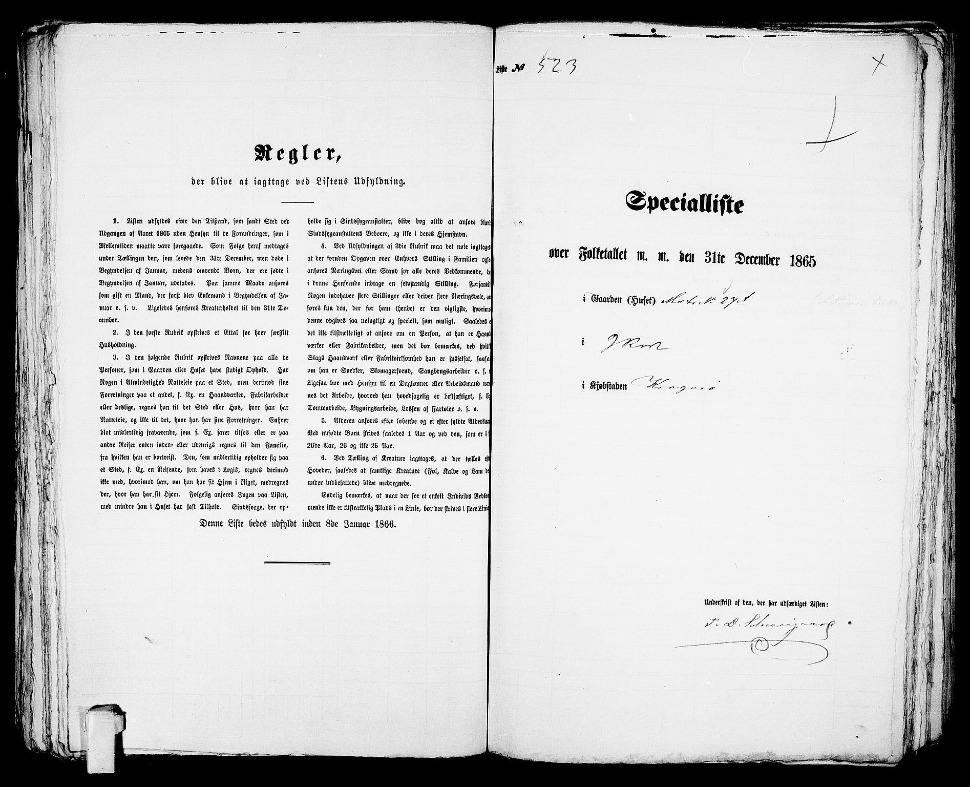 RA, 1865 census for Kragerø/Kragerø, 1865, p. 1062