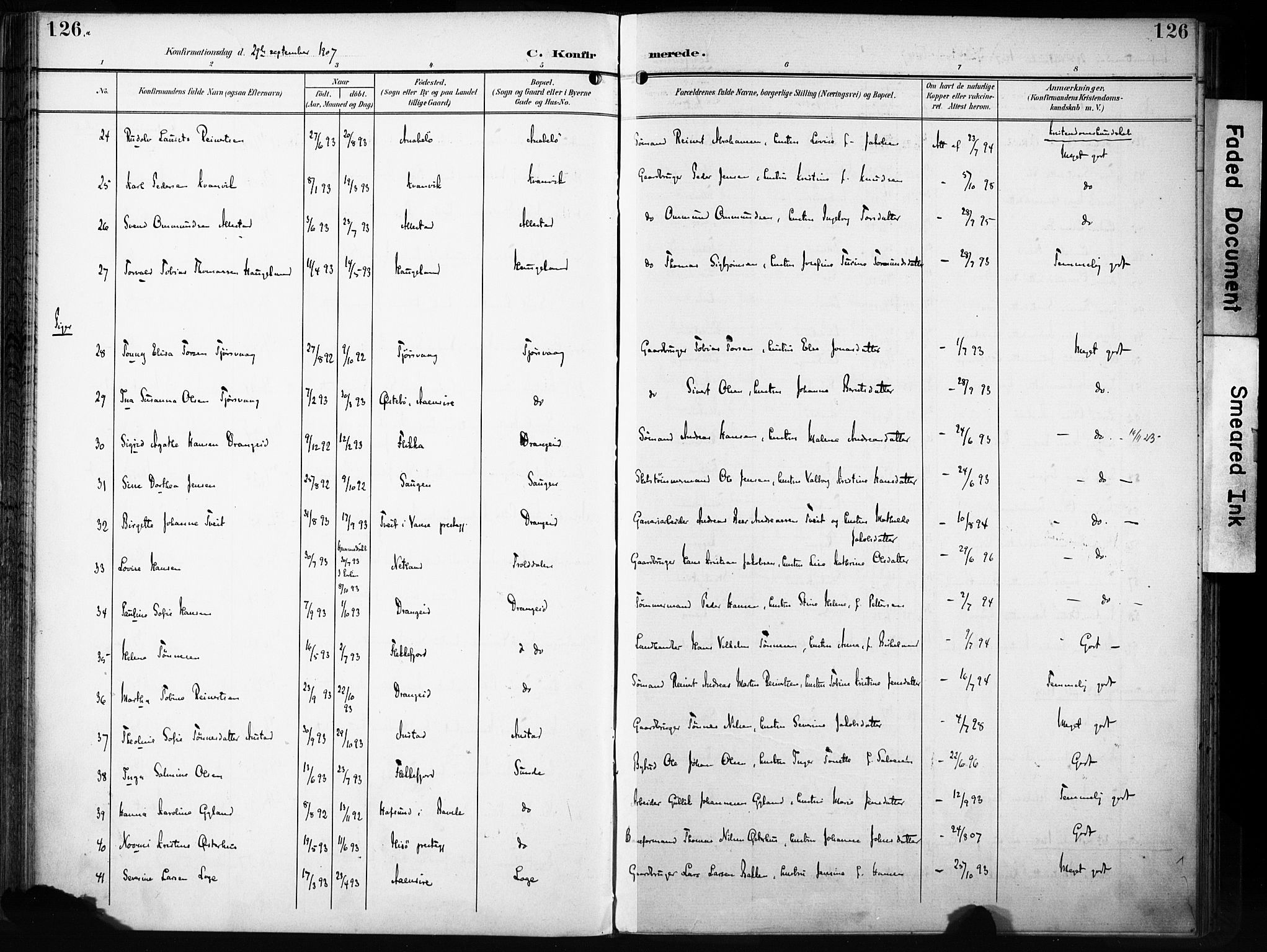 Flekkefjord sokneprestkontor, AV/SAK-1111-0012/F/Fa/Fac/L0009: Parish register (official) no. A 9, 1899-1909, p. 126