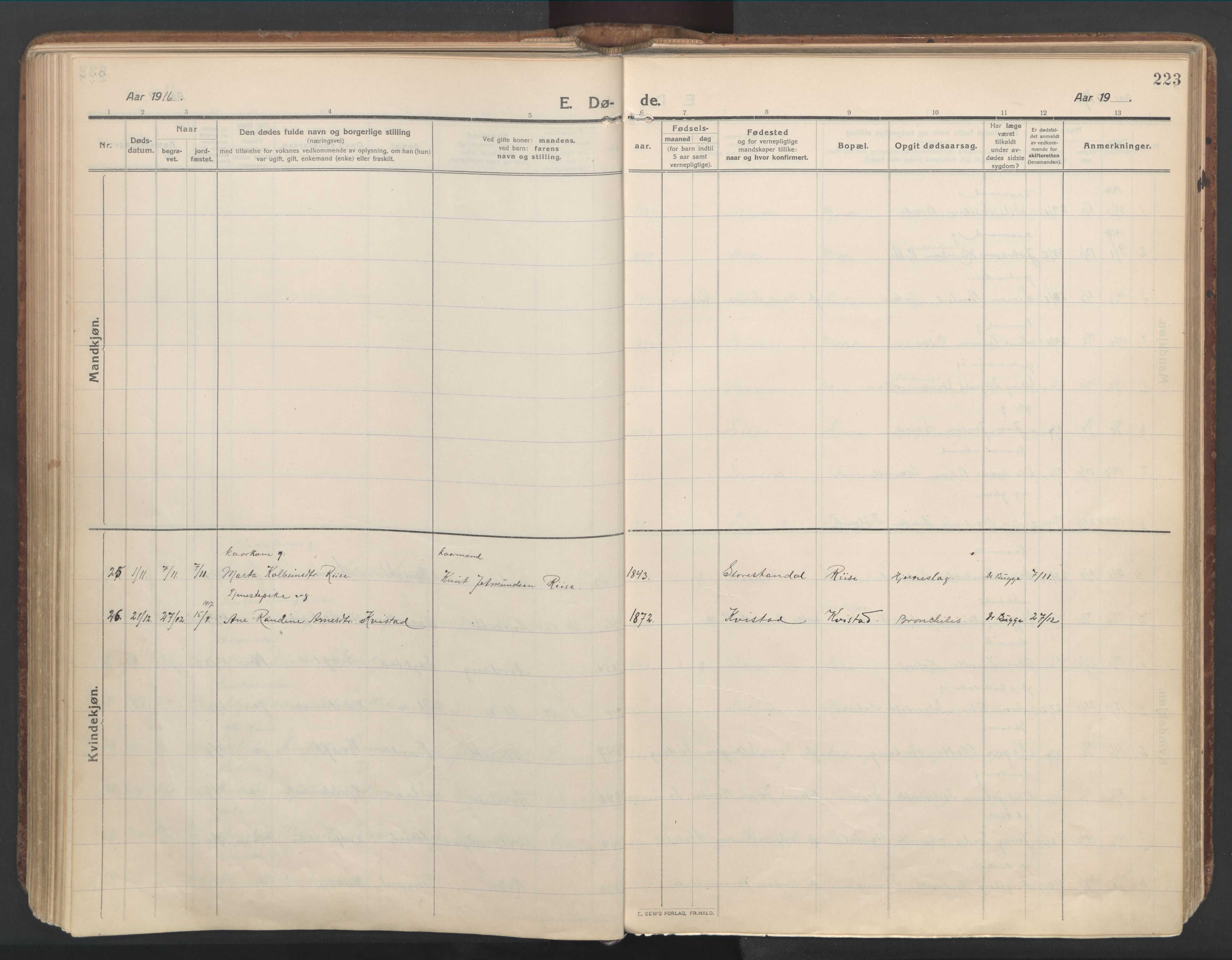 Ministerialprotokoller, klokkerbøker og fødselsregistre - Møre og Romsdal, AV/SAT-A-1454/515/L0212: Parish register (official) no. 515A08, 1911-1935, p. 223