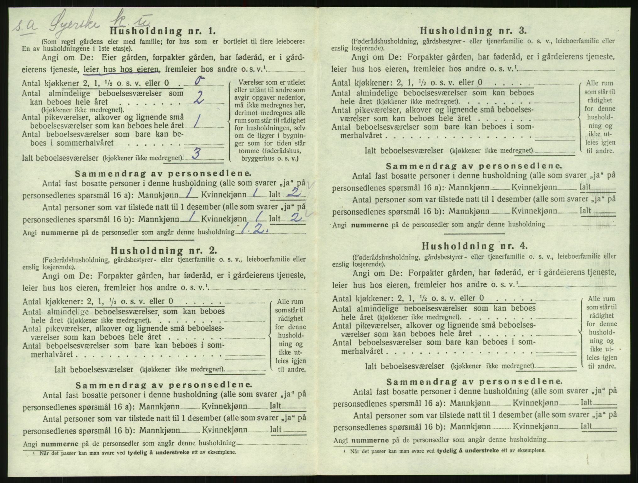 SAK, 1920 census for Bygland, 1920, p. 396