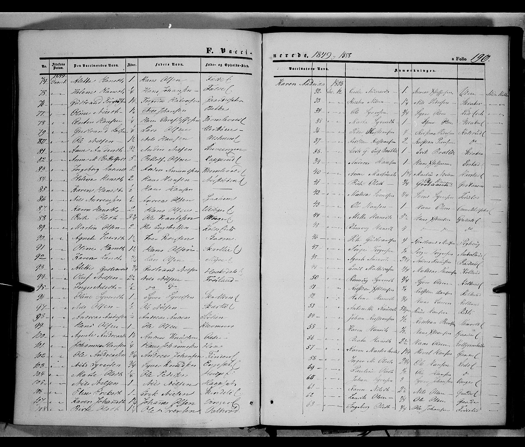Land prestekontor, SAH/PREST-120/H/Ha/Haa/L0010: Parish register (official) no. 10, 1847-1859, p. 190