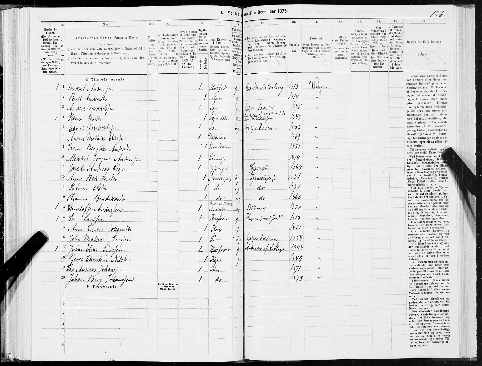 SAT, 1875 census for 1824L Vefsn/Vefsn, 1875, p. 1156