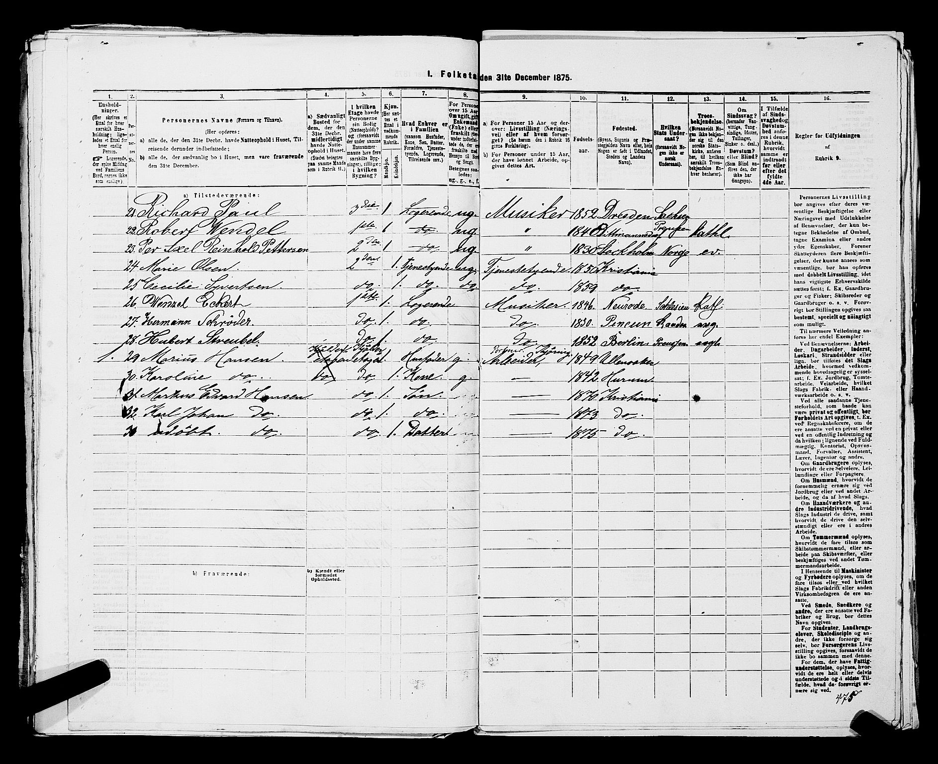 RA, 1875 census for 0301 Kristiania, 1875, p. 3542