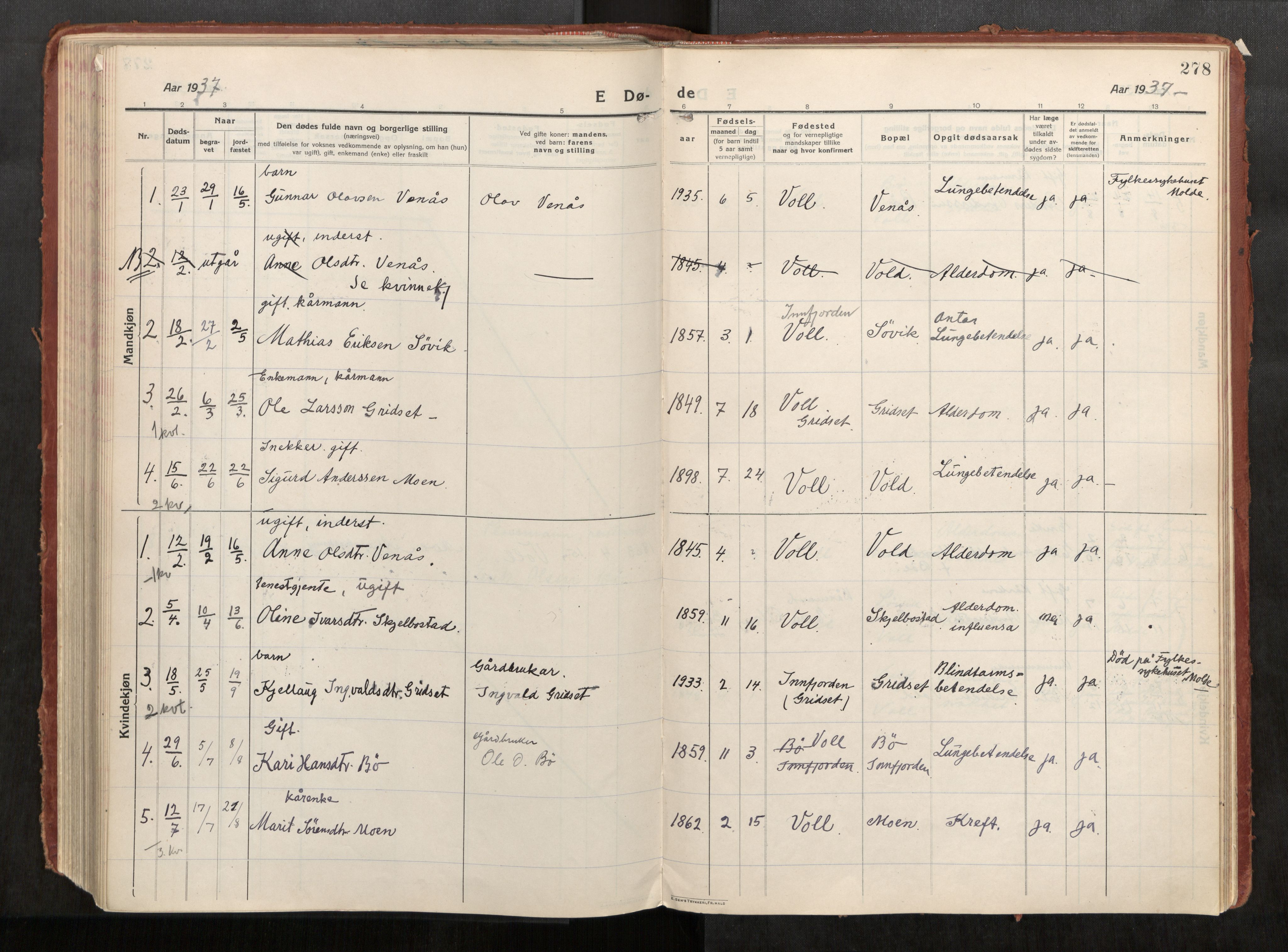 Eid sokneprestkontor, AV/SAT-A-1254: Parish register (official) no. 543A04, 1916-1956, p. 278