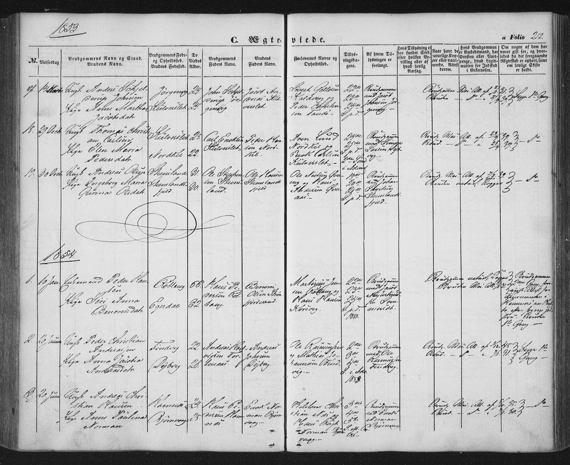 Ministerialprotokoller, klokkerbøker og fødselsregistre - Nordland, SAT/A-1459/859/L0844: Parish register (official) no. 859A04, 1849-1862, p. 212