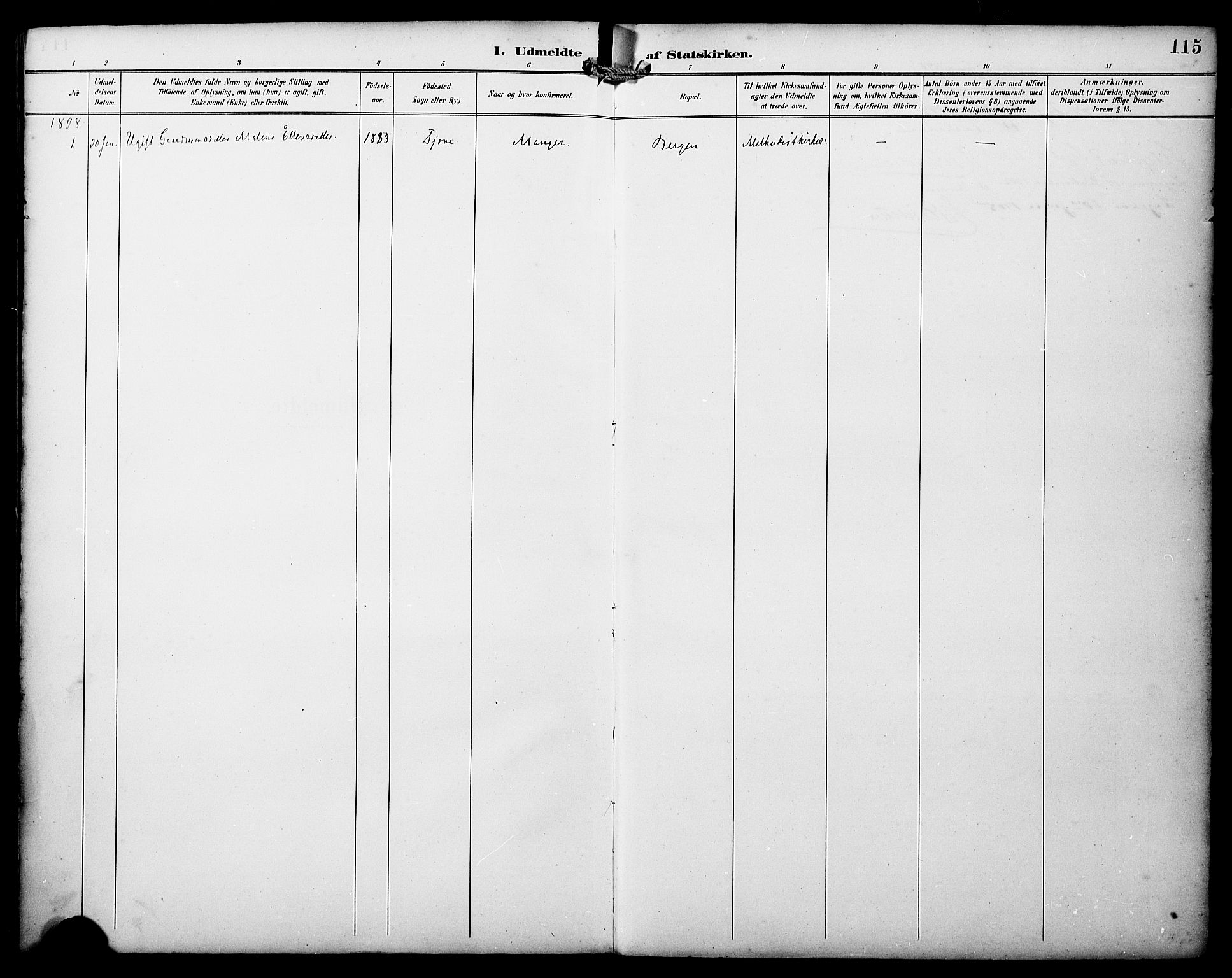 Manger sokneprestembete, AV/SAB-A-76801/H/Haa: Parish register (official) no. D 2, 1894-1908, p. 115