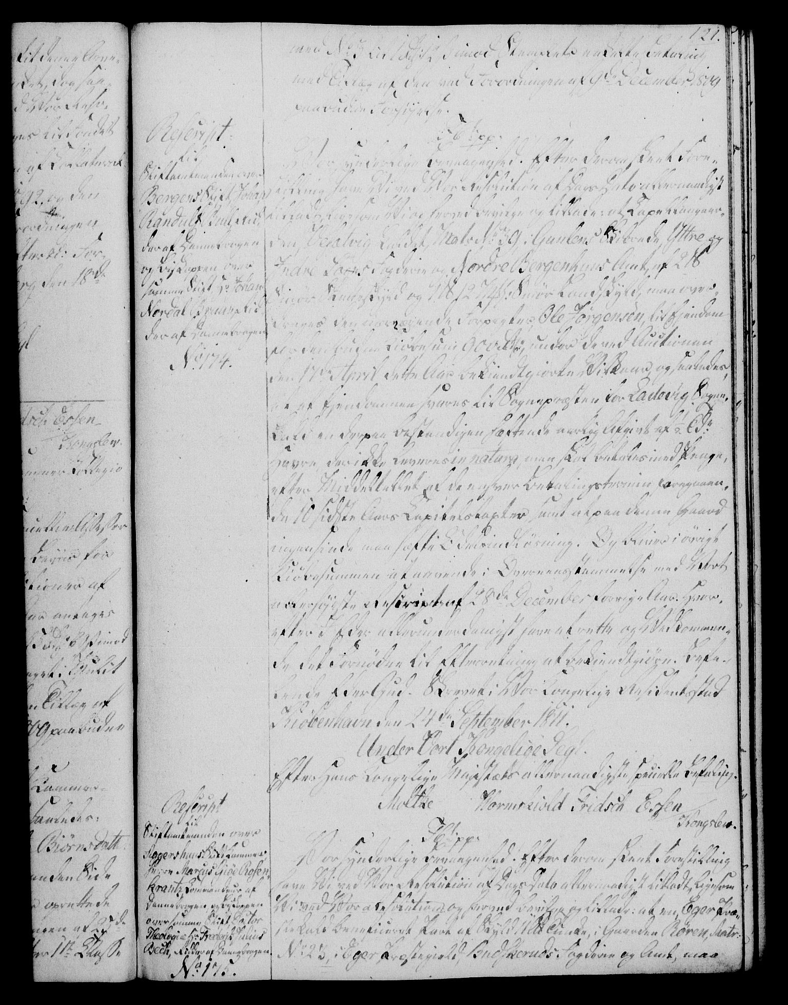 Rentekammeret, Kammerkanselliet, RA/EA-3111/G/Gg/Gga/L0020: Norsk ekspedisjonsprotokoll med register (merket RK 53.20), 1811-1814, p. 121