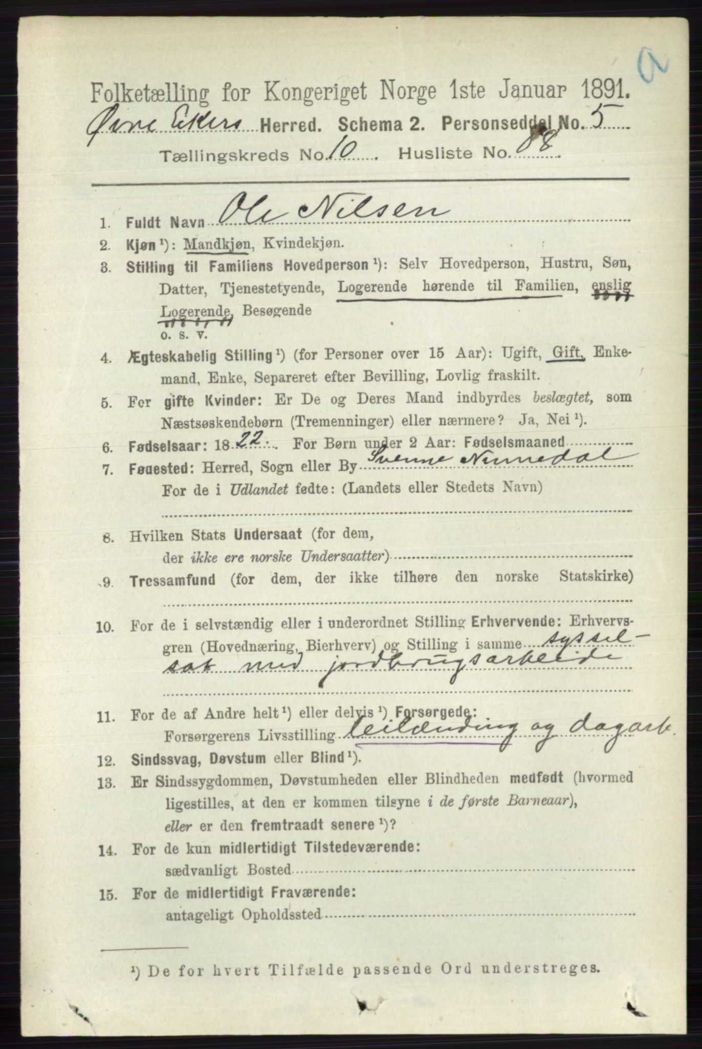 RA, 1891 census for 0624 Øvre Eiker, 1891, p. 4489