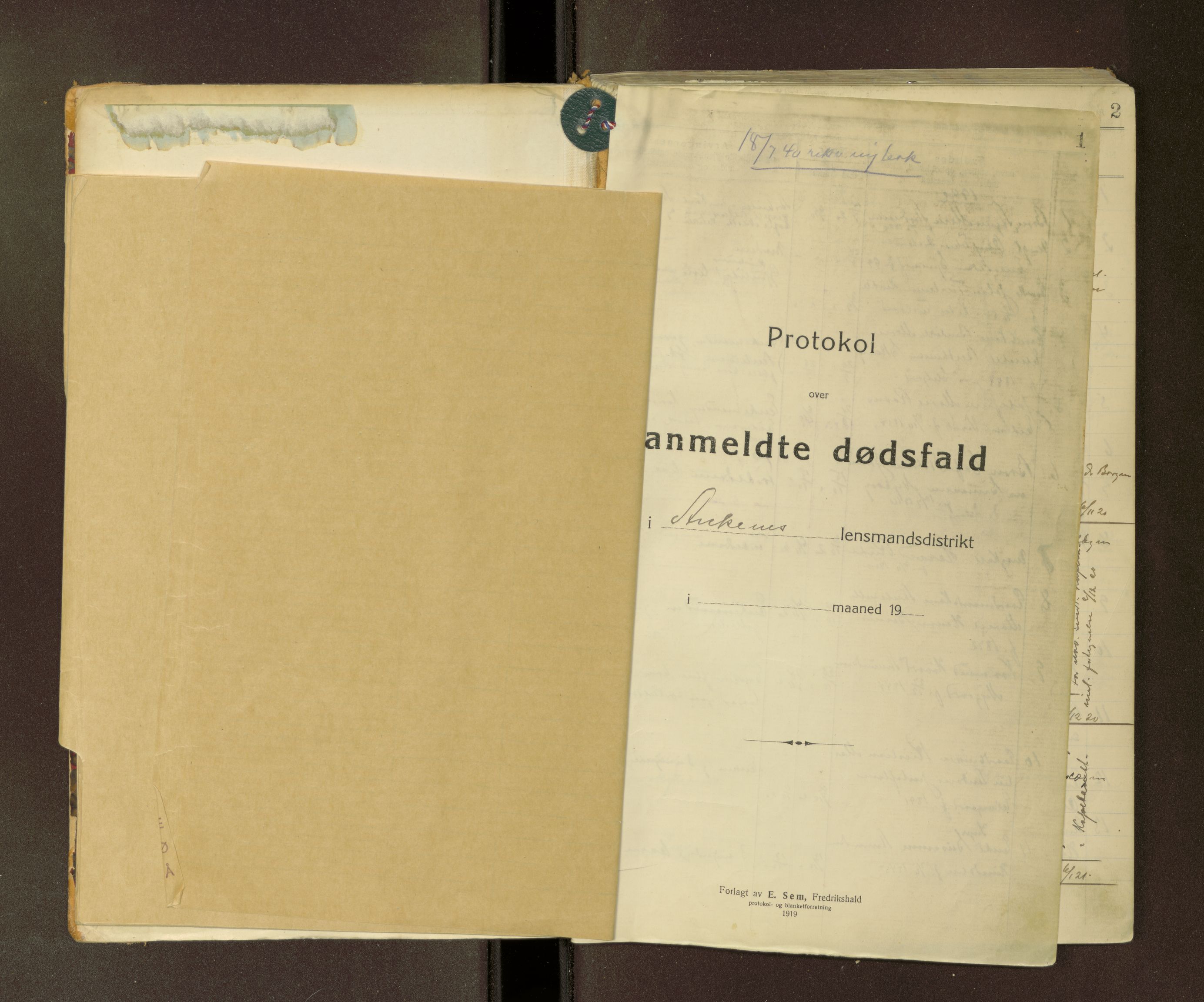 Ankenes lensmannskontor, SAT/A-4498/G/Ga/Gaa/L0001: Dødsfallsprotokoller, 1920-1940, p. 1