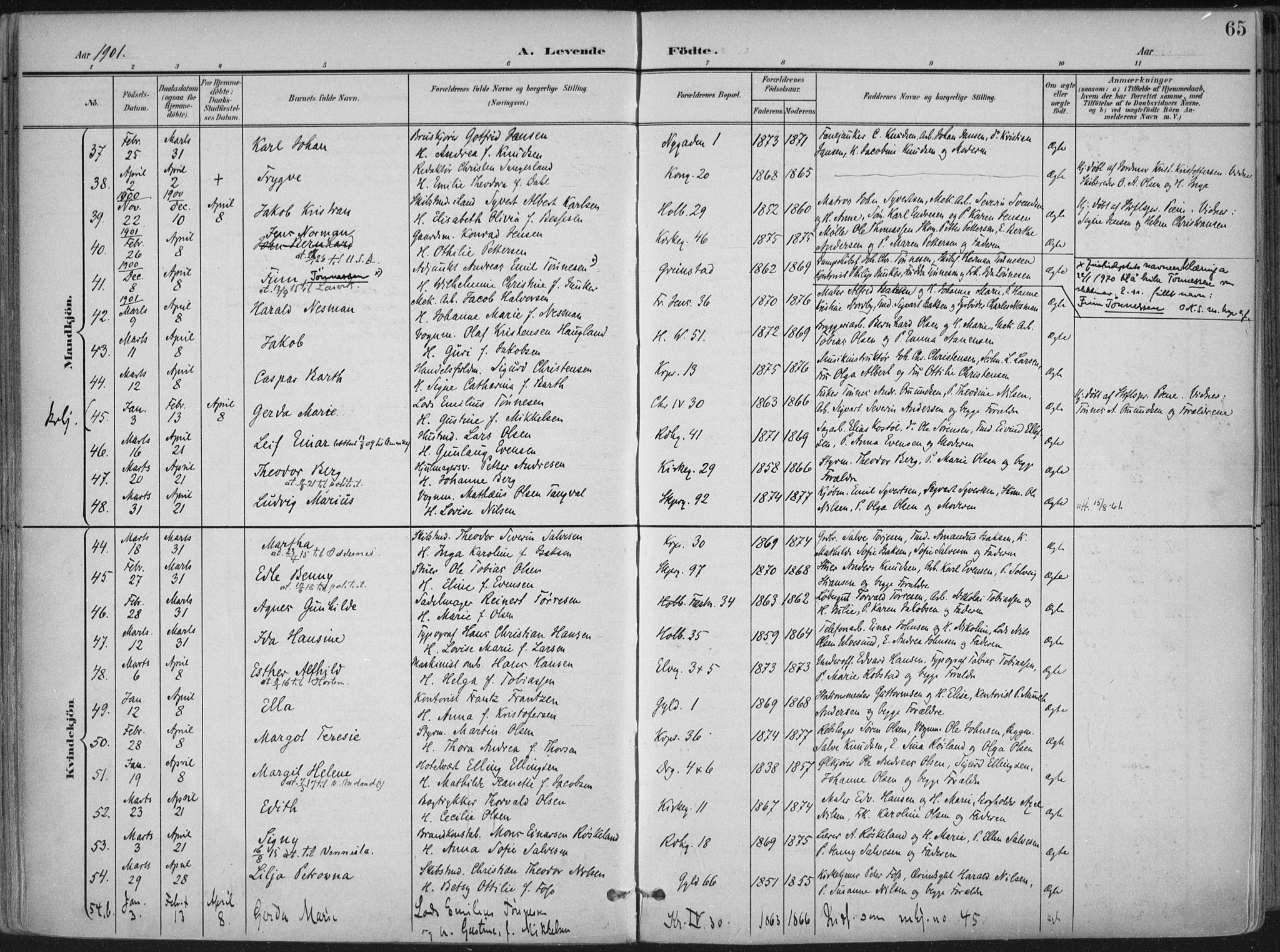 Kristiansand domprosti, SAK/1112-0006/F/Fa/L0021: Parish register (official) no. A 20, 1898-1908, p. 65