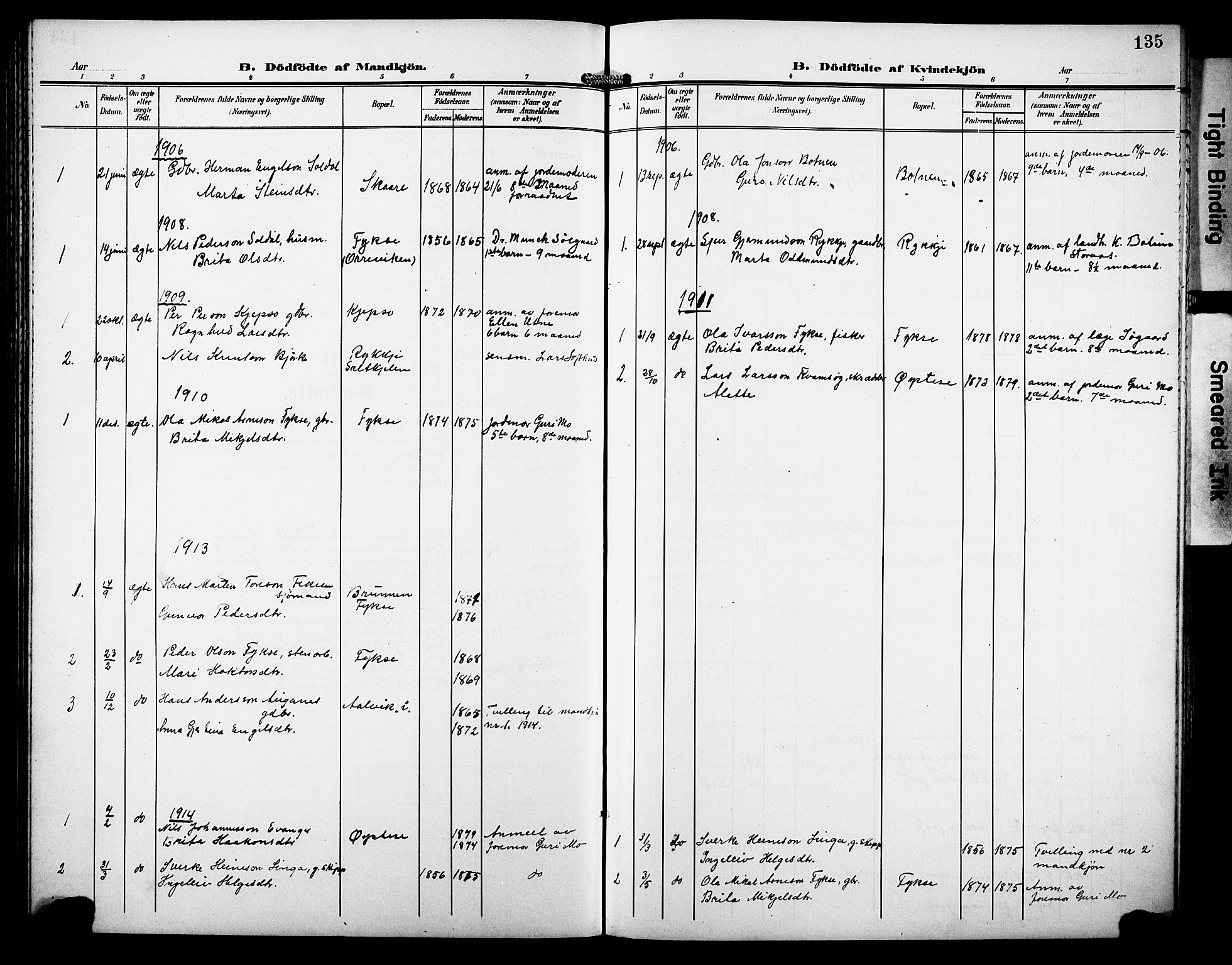 Kvam sokneprestembete, SAB/A-76201/H/Hab: Parish register (copy) no. C 4, 1906-1931, p. 135