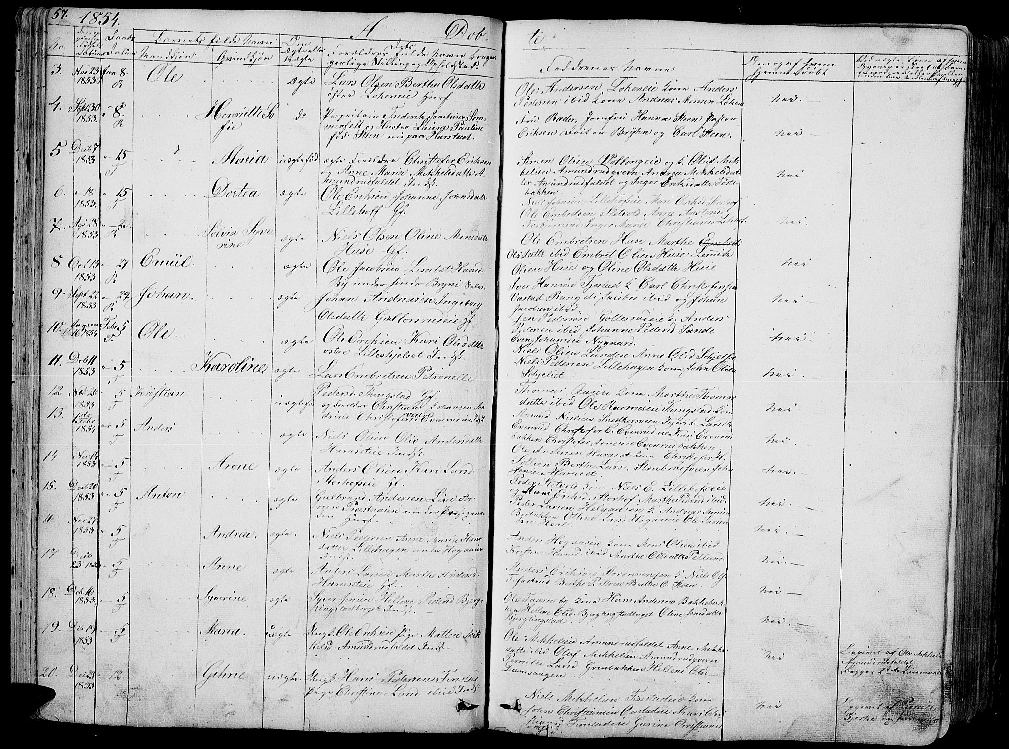 Romedal prestekontor, SAH/PREST-004/L/L0009: Parish register (copy) no. 9, 1846-1866, p. 57